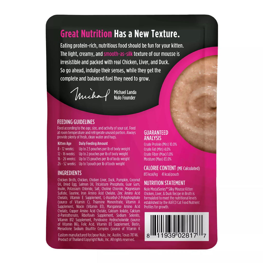 Nulo MedalSeries Kitten Wet Cat Food - Silky Mousse, Chicken, Liver & Duck, 1.75 Oz.
