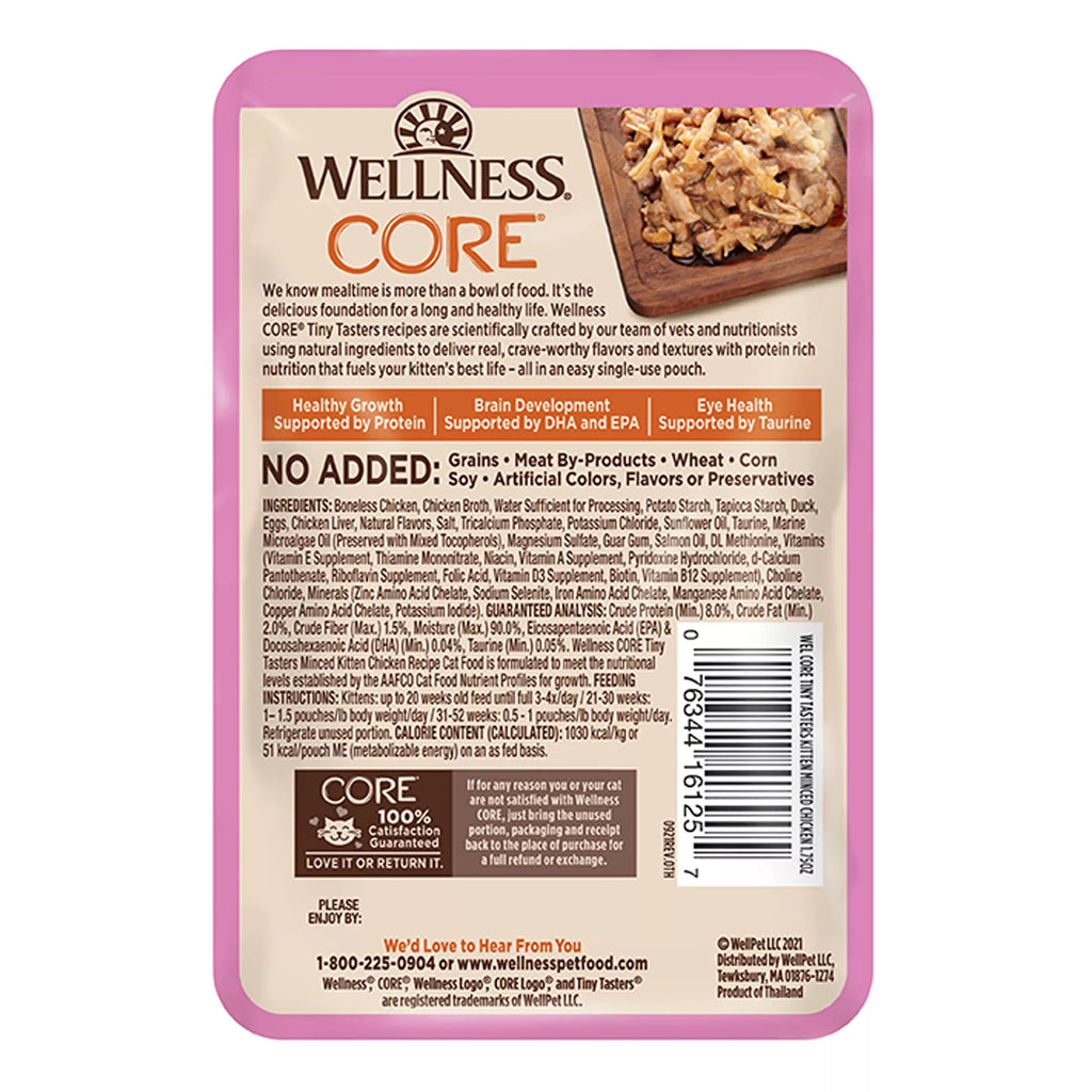 Wellness CORE Tiny Tasters Kitten Minced Wet Cat Food # 1.75 oz, Natural Pet Food, Grain-Free Pet Food