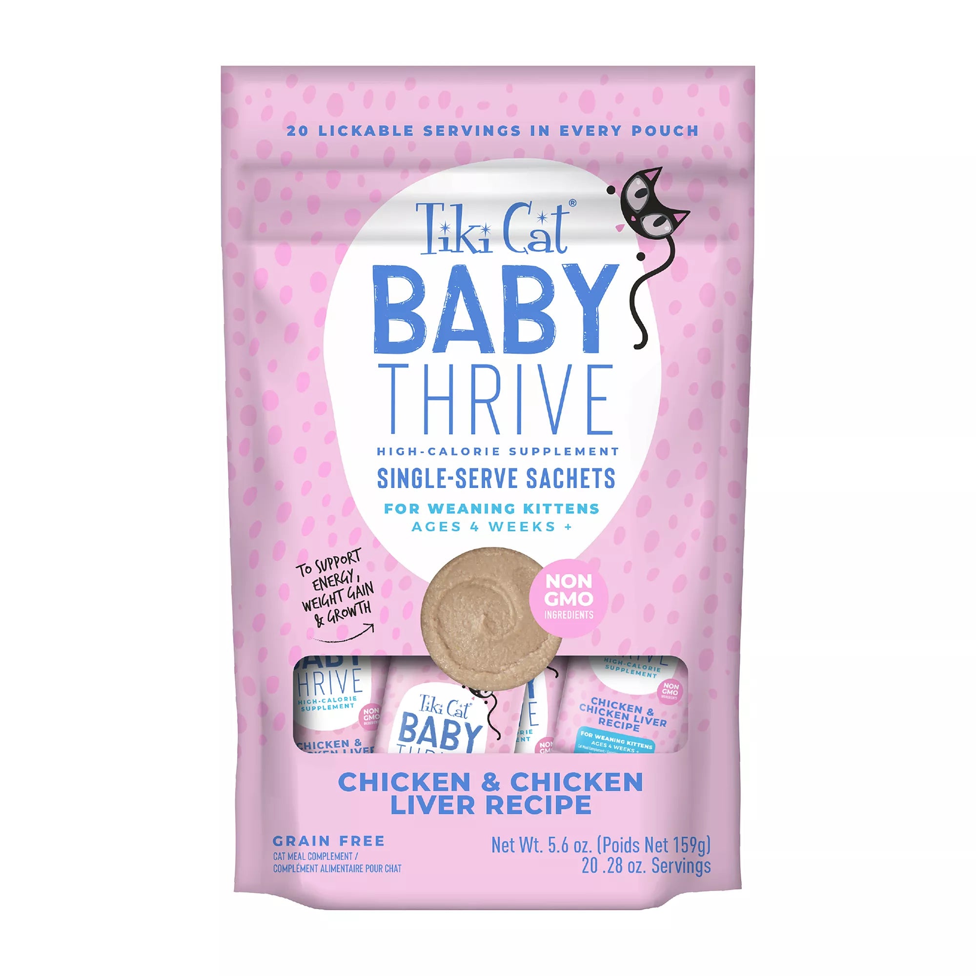 Tiki Cat Baby Thrive High Calorie Supplement Kitten Food Complement - Natural Pet Food, 20ct