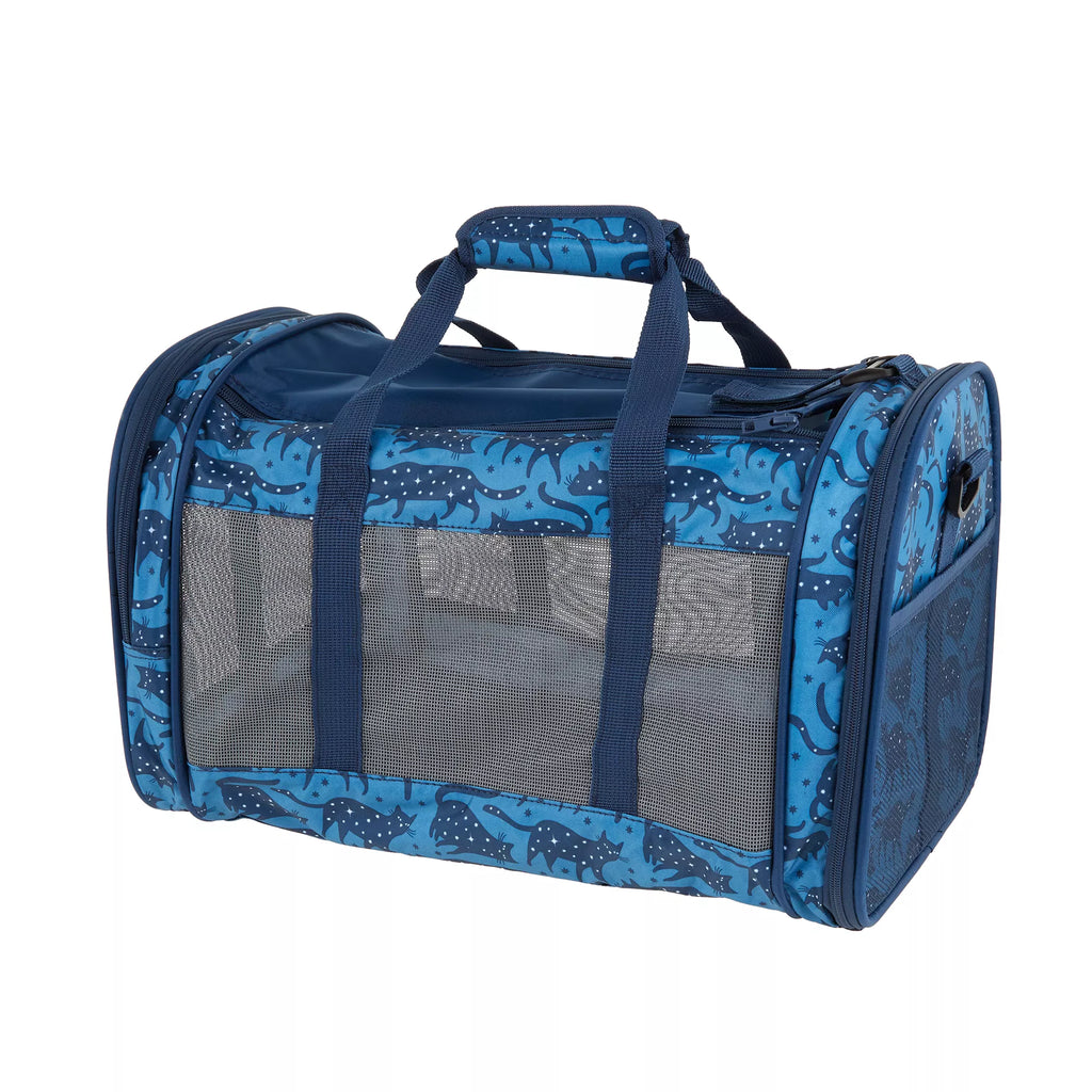 Whisker City Blue Cat Print Soft-Sided Cat Carrier