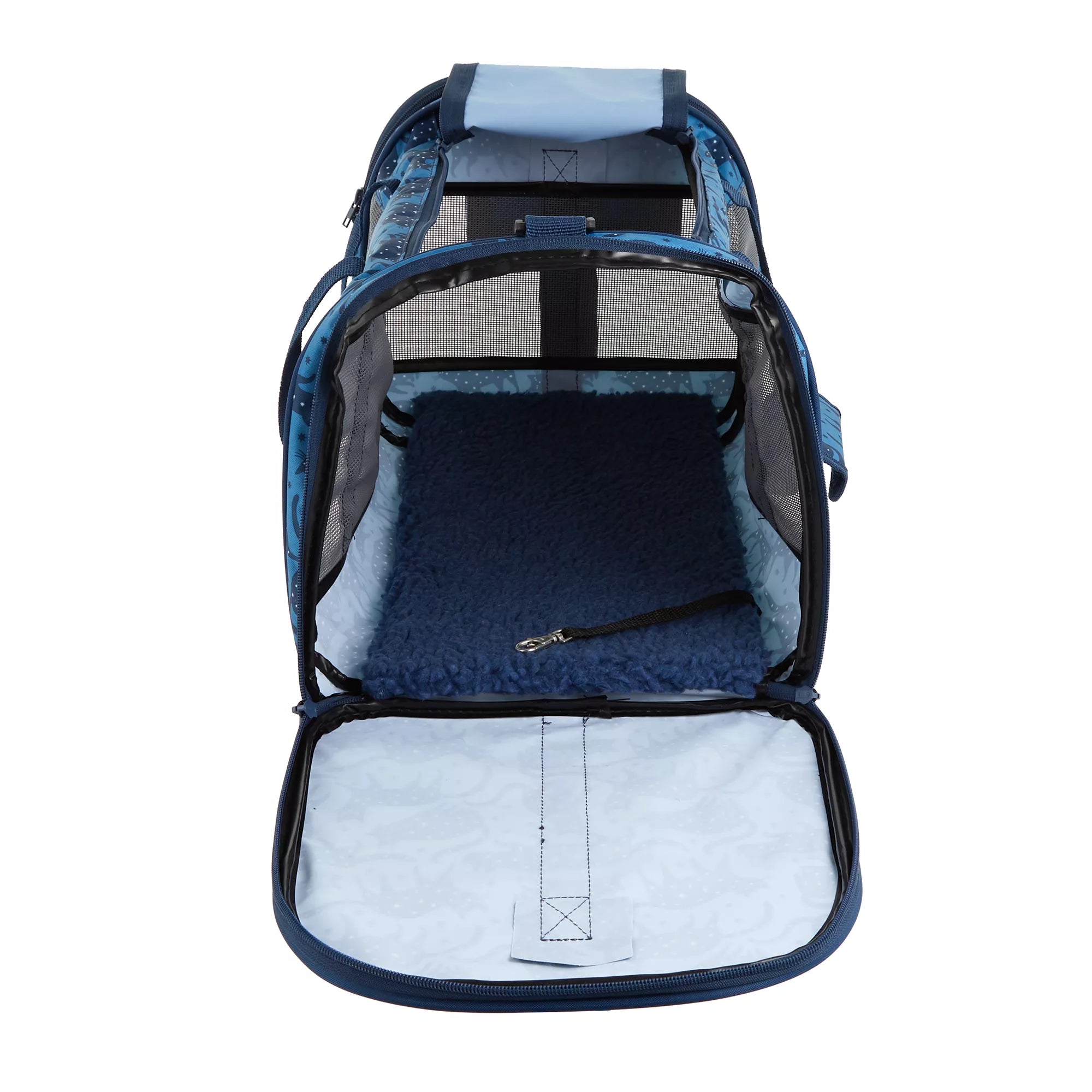 Whisker City Blue Cat Print Soft-Sided Cat Carrier