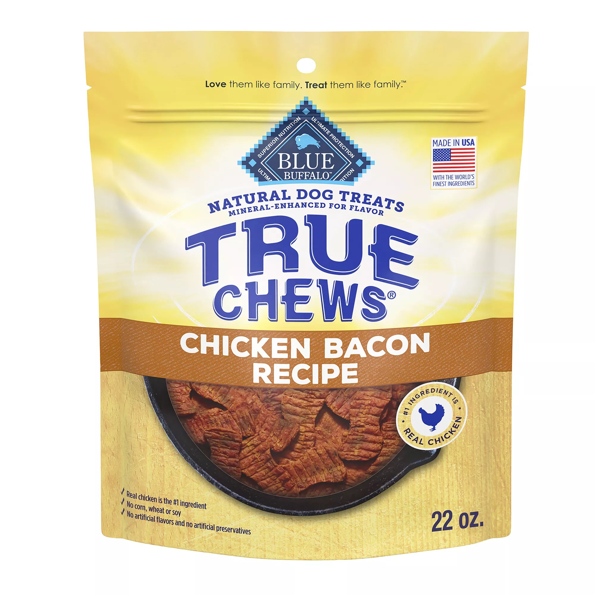 True Chews All Life Stages Jerky Dog Treats - Natural Pet Food, Chicken & Bacon