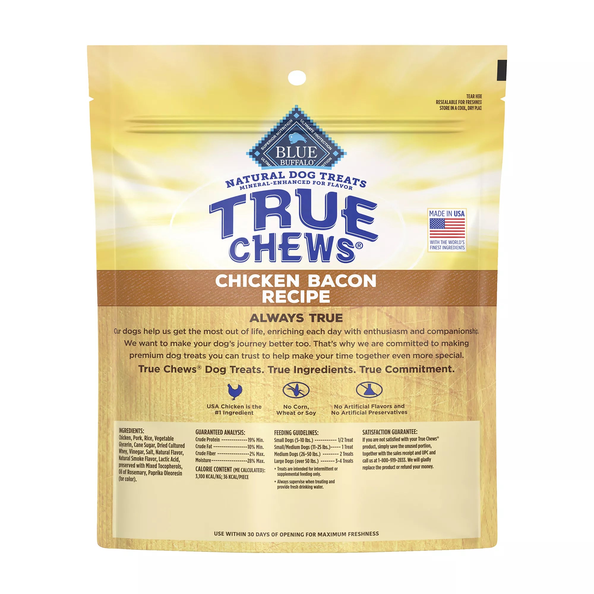 True Chews All Life Stages Jerky Dog Treats - Natural Pet Food, Chicken & Bacon