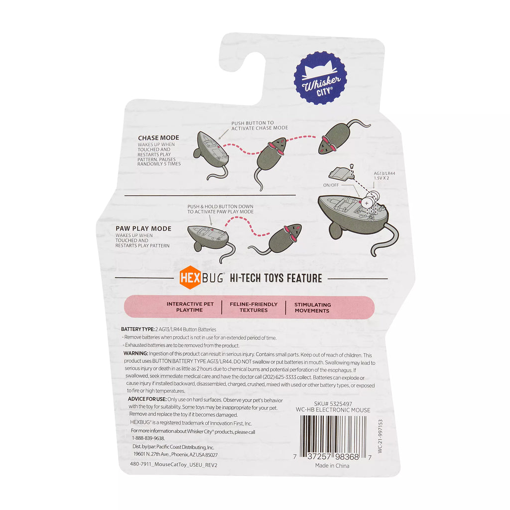 Whisker City Robotic Gray Mouse Cat Toy