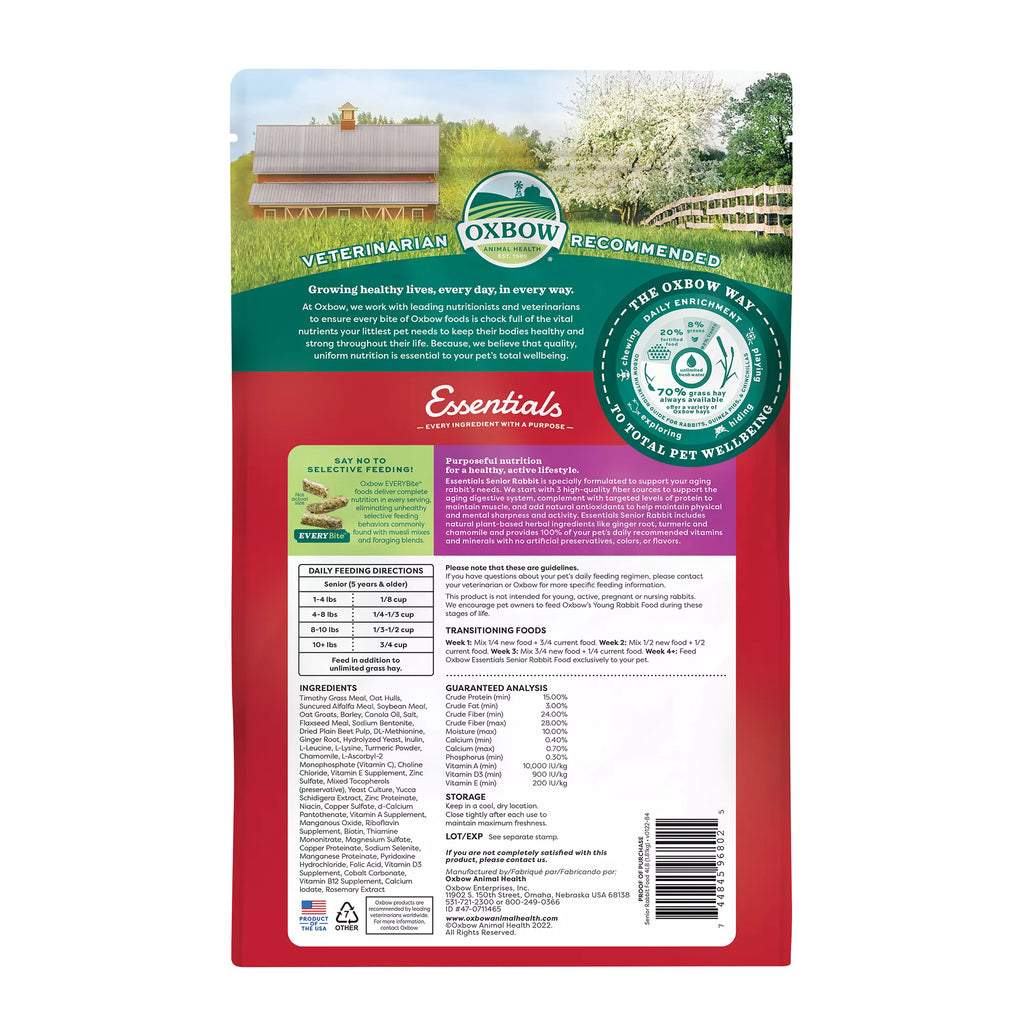 Oxbow Essentials Senior Rabbit Food - 4 lb
