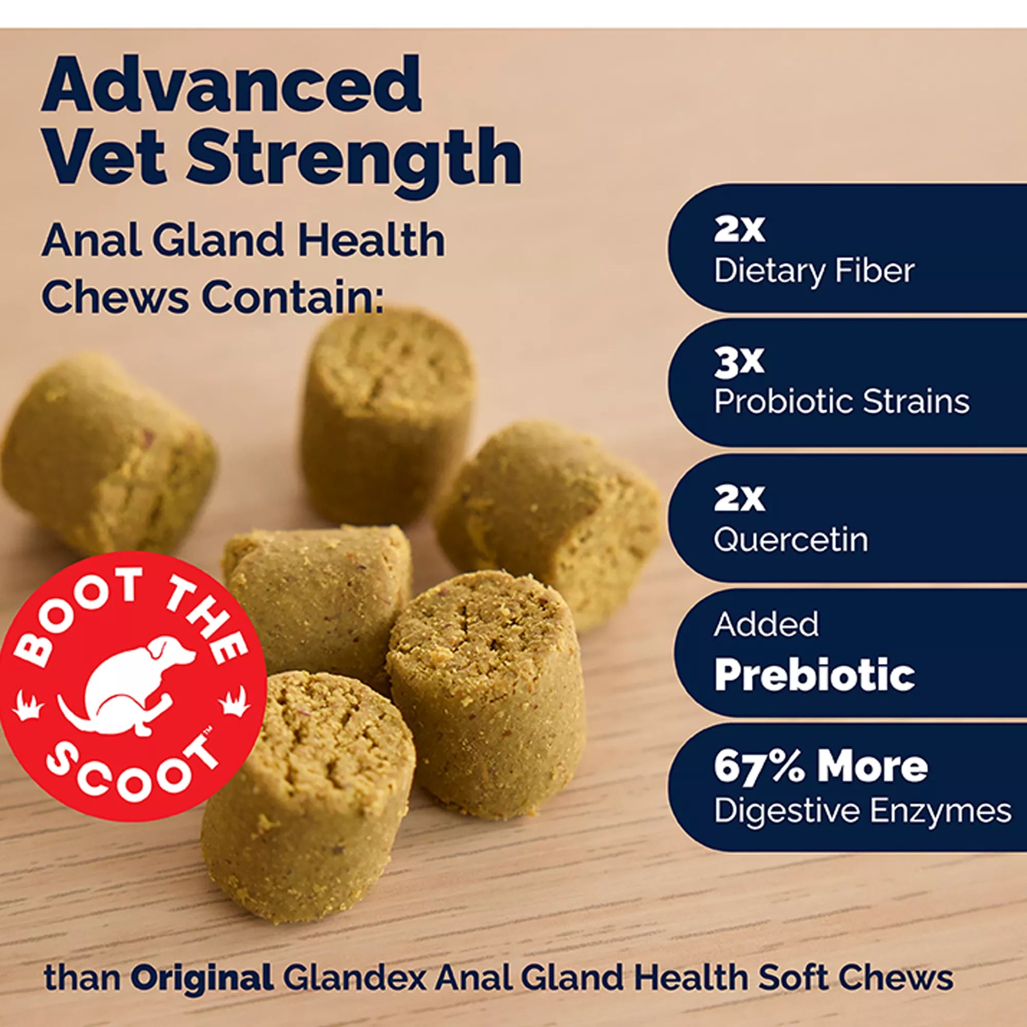 Vetnique Labs Glandex Boot the Scoot Advanved Vet Strength Anal Gland Soft Chew Dog Supplement