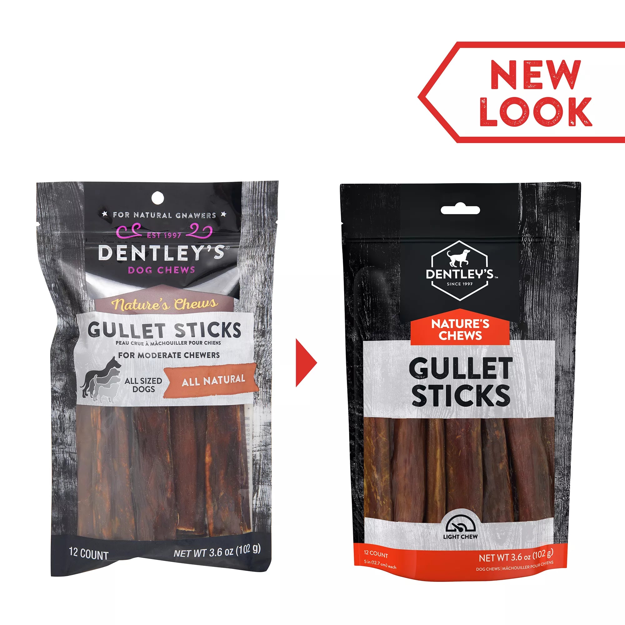 Dentley's Nature's Chews Gullet Sticks 5 Inch All Life Stage Dog Chews - Natural Pet Food