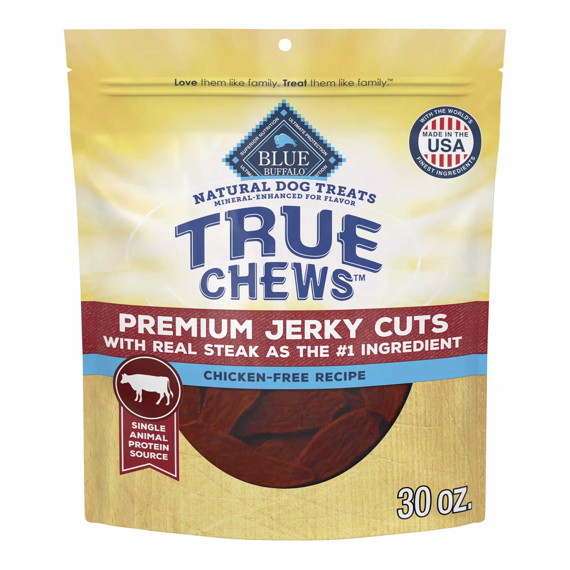 Blue Buffalo True Chews Premium Jerky Cuts All Life Stages Dog Treats - Steak