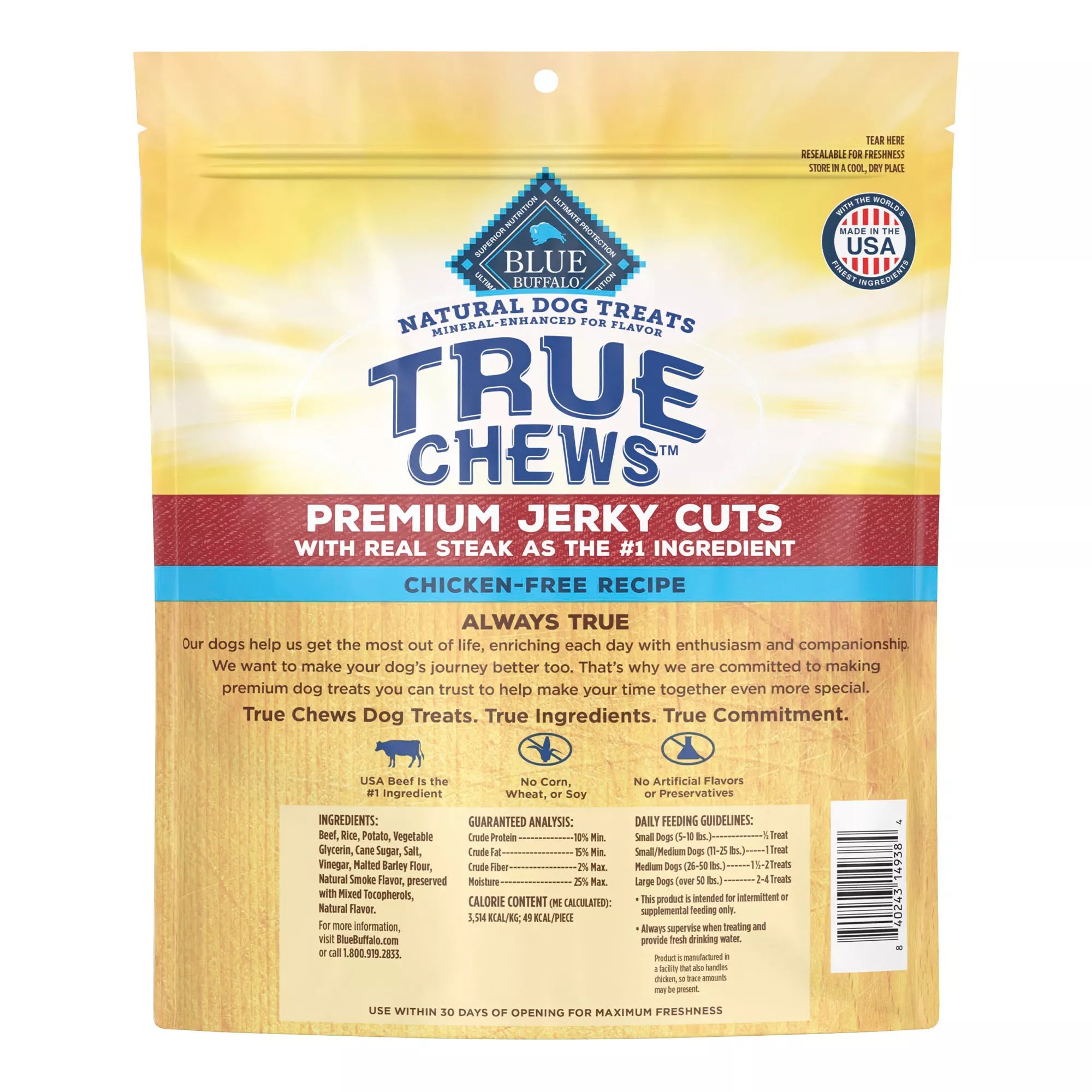 Blue Buffalo True Chews Premium Jerky Cuts All Life Stages Dog Treats - Steak