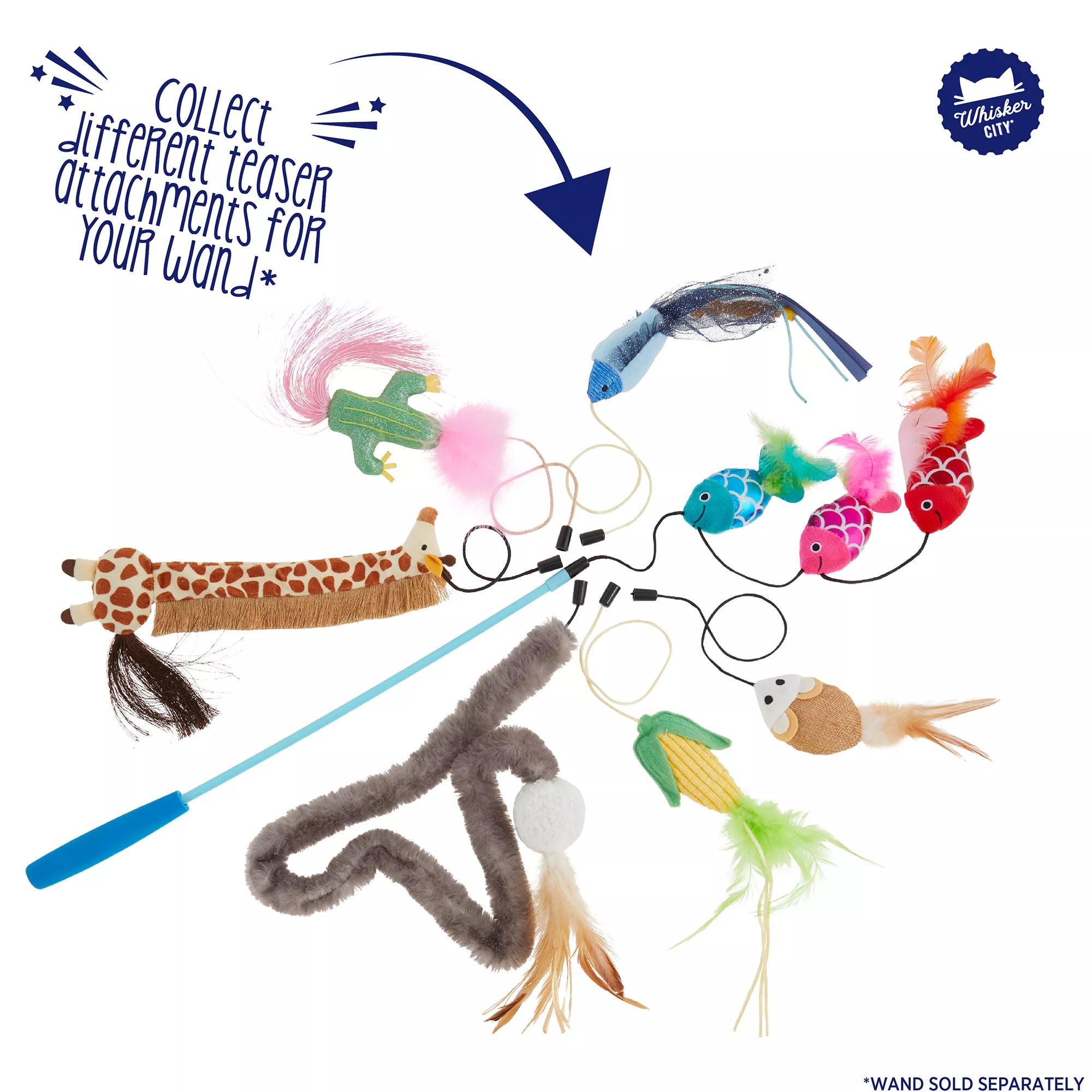 Whisker City Natural Pet Food Teaser Attachment Cat Toy - 3 Pack (Teaser Wand Sold Separately)