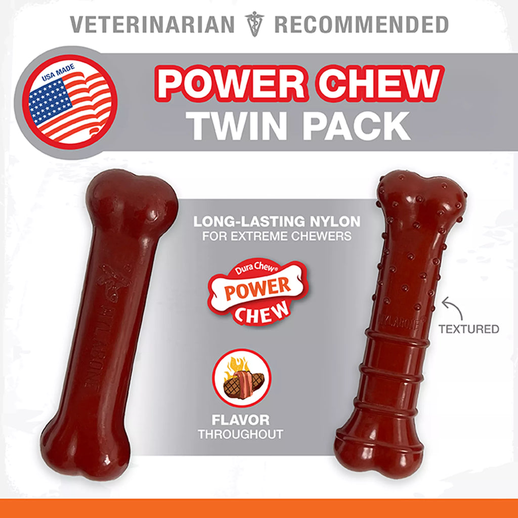 Nylabone Power Chew Basted Blast Dog Toy - 2 Pack, Bacon & Steak Flavor
