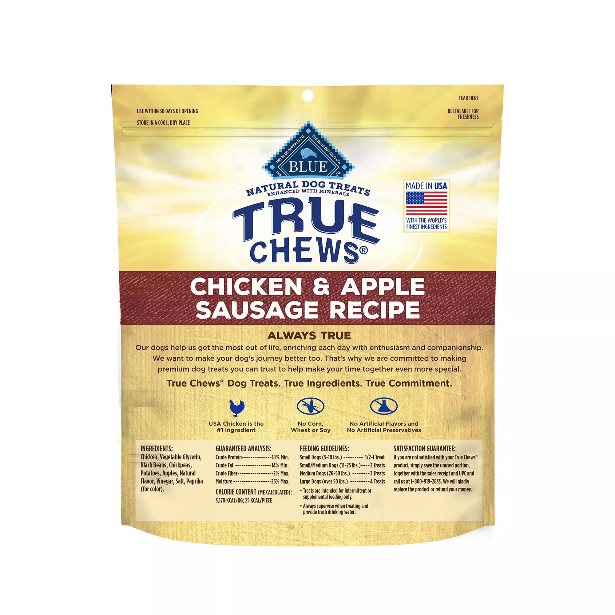 Blue Buffalo True Chews All Life Stages Dog Treats - Natural Pet Food, Chicken & Apple Sausage