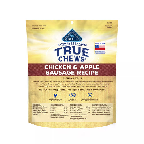 Blue Buffalo True Chews All Life Stages Dog Treats - Natural Pet Food, Chicken & Apple Sausage
