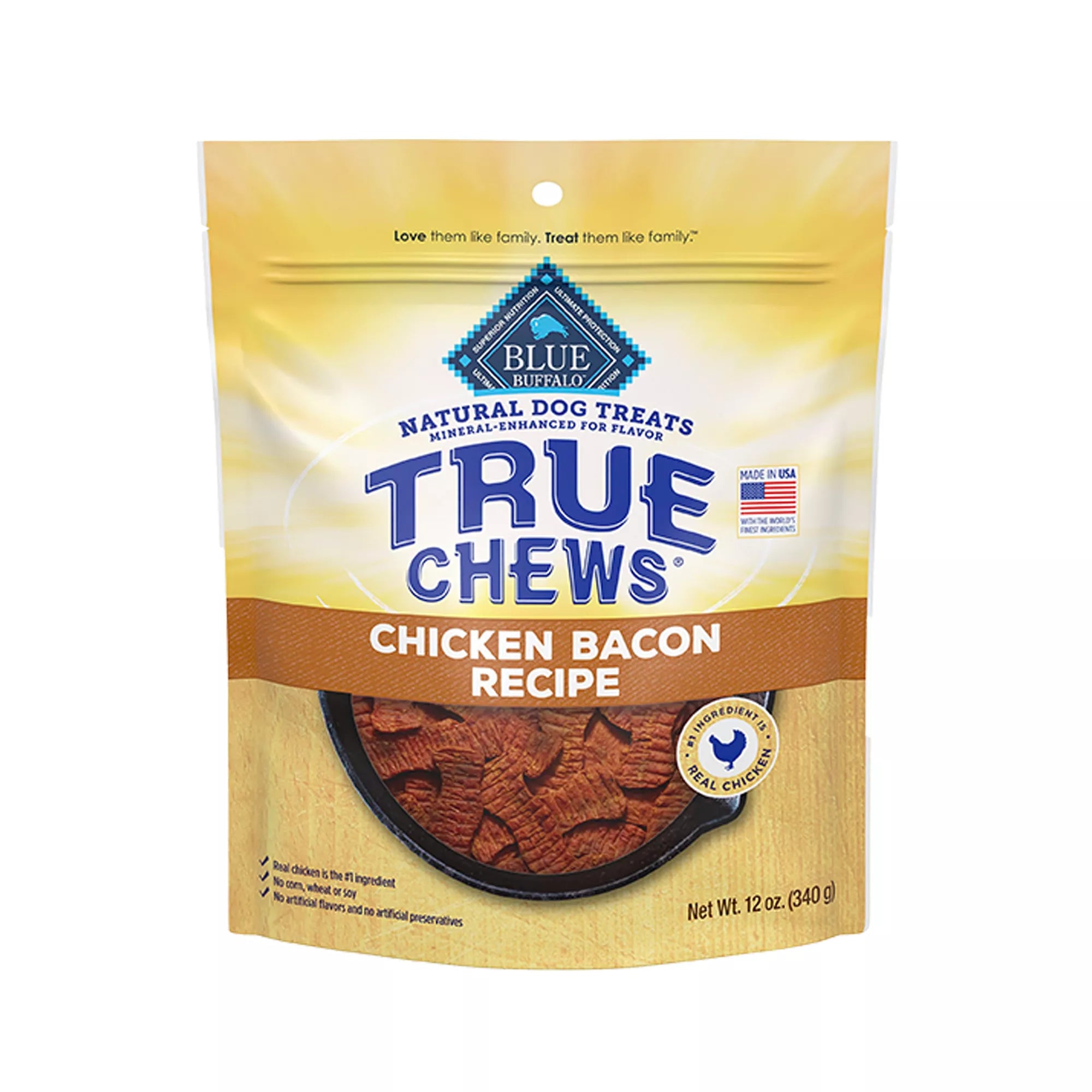 Blue Buffalo True Chews All Life Stages Dog Treats - Natural Pet Food, Chicken & Bacon