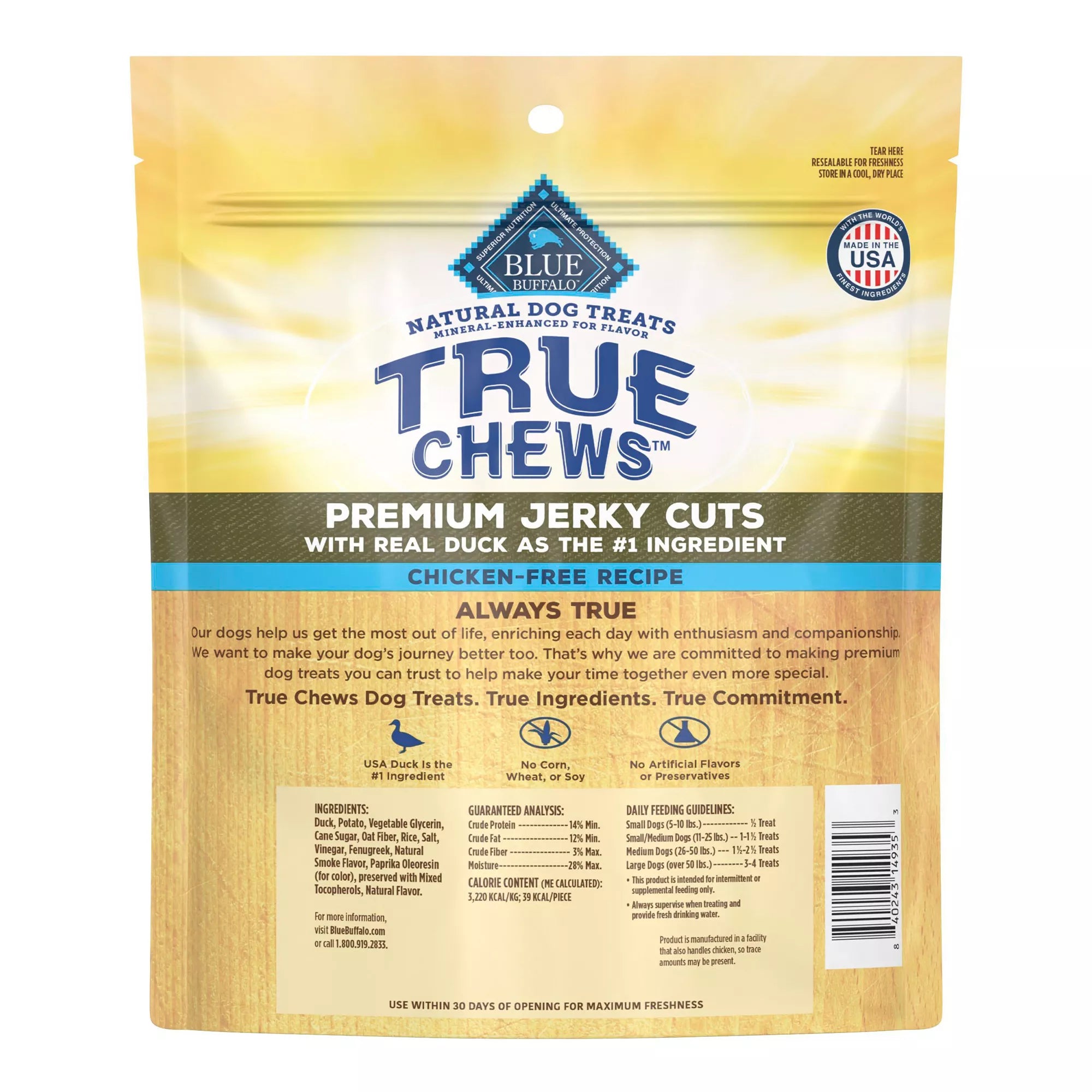 Blue Buffalo True Chews Premium Jerky Cuts All Life Stages Dog Treats - Chicken & Duck