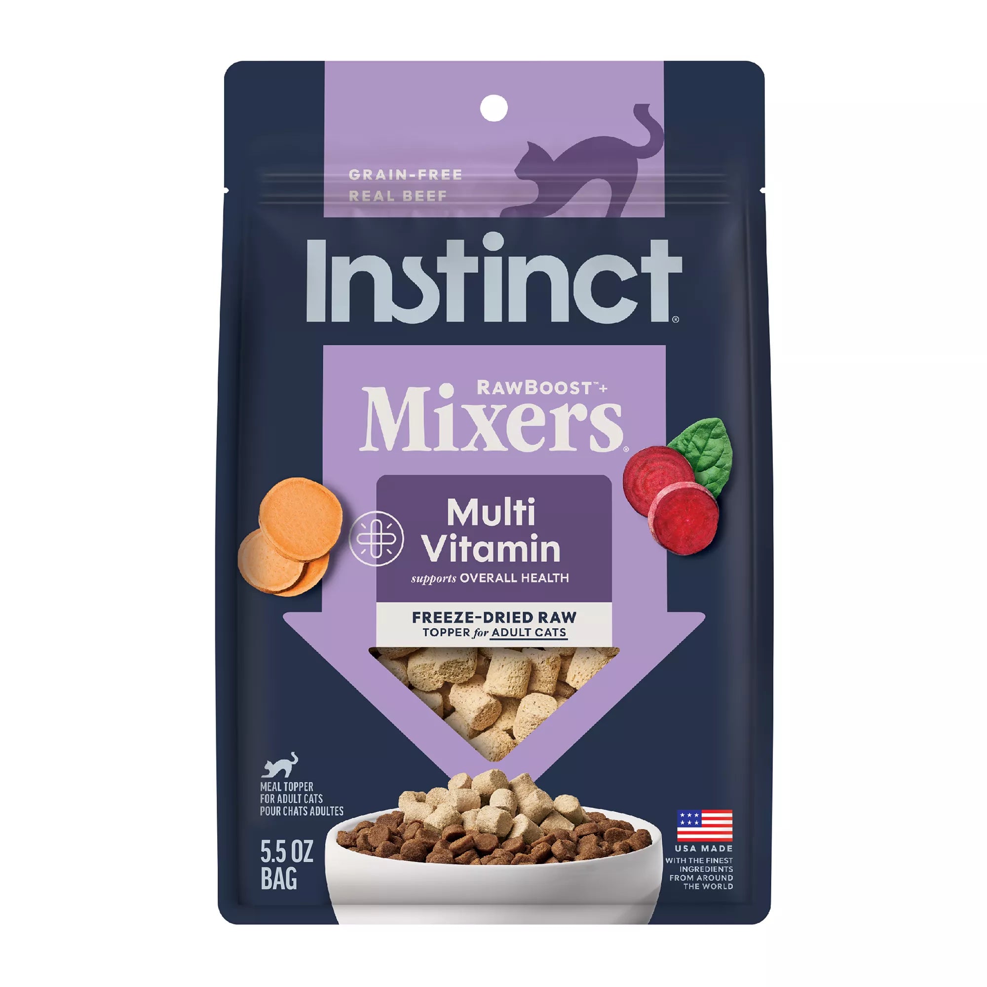 Instinct Rawboost Mixers Multivitamin Adult Freeze Dried Cat Food Topper - Natural Pet Food, Grain-Free Pet Food