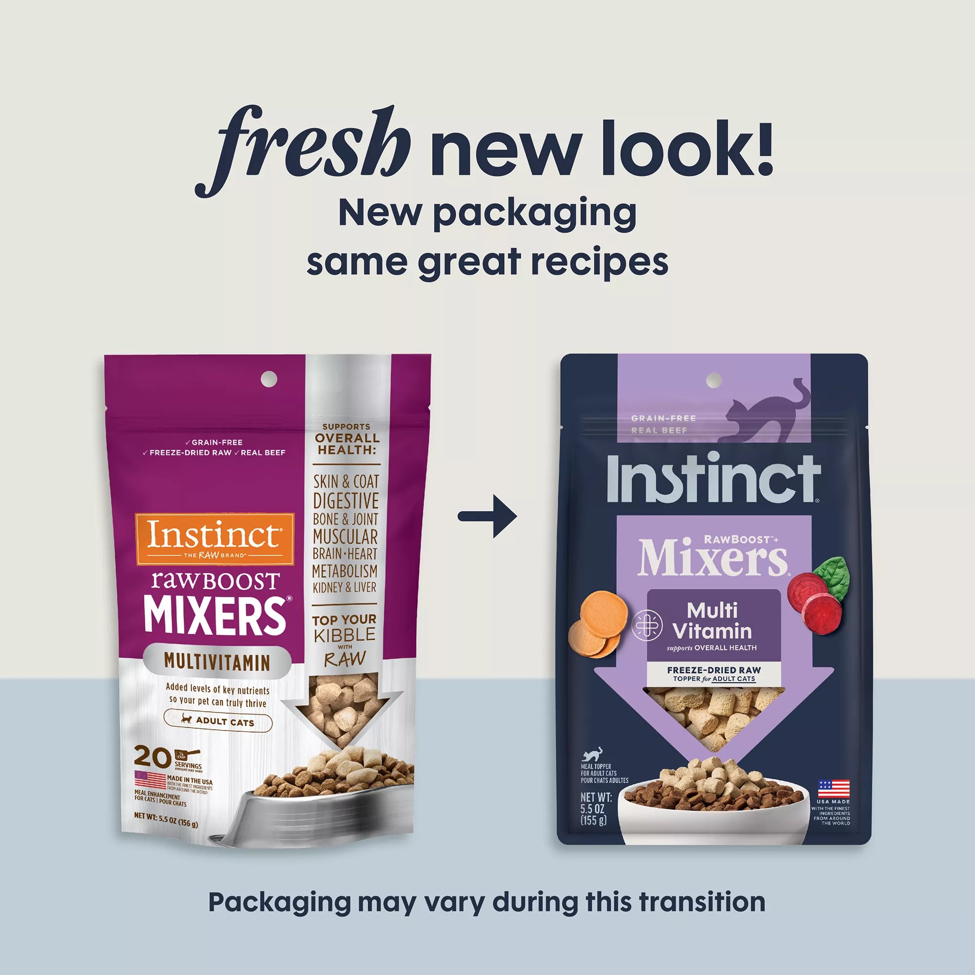 Instinct Rawboost Mixers Multivitamin Adult Freeze Dried Cat Food Topper - Natural Pet Food, Grain-Free Pet Food