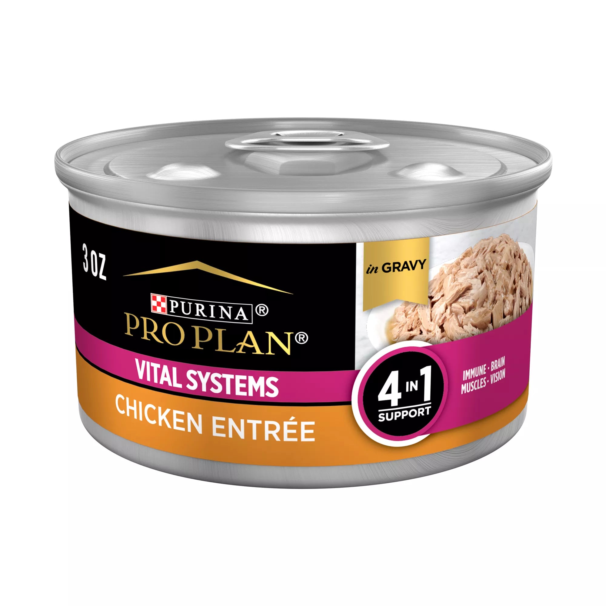 Pro Plan Vital Systems Chicken Entre Adult Cat Food with Wet Pet Food in Gravy 3OZ