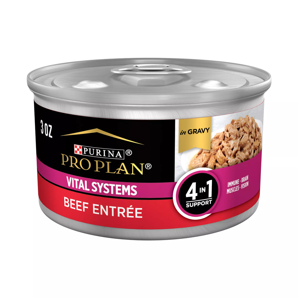 Purina Pro Plan Vital Systems Beef Entree Adult Cat Food with Wet Pet Food in Gravy 3OZ