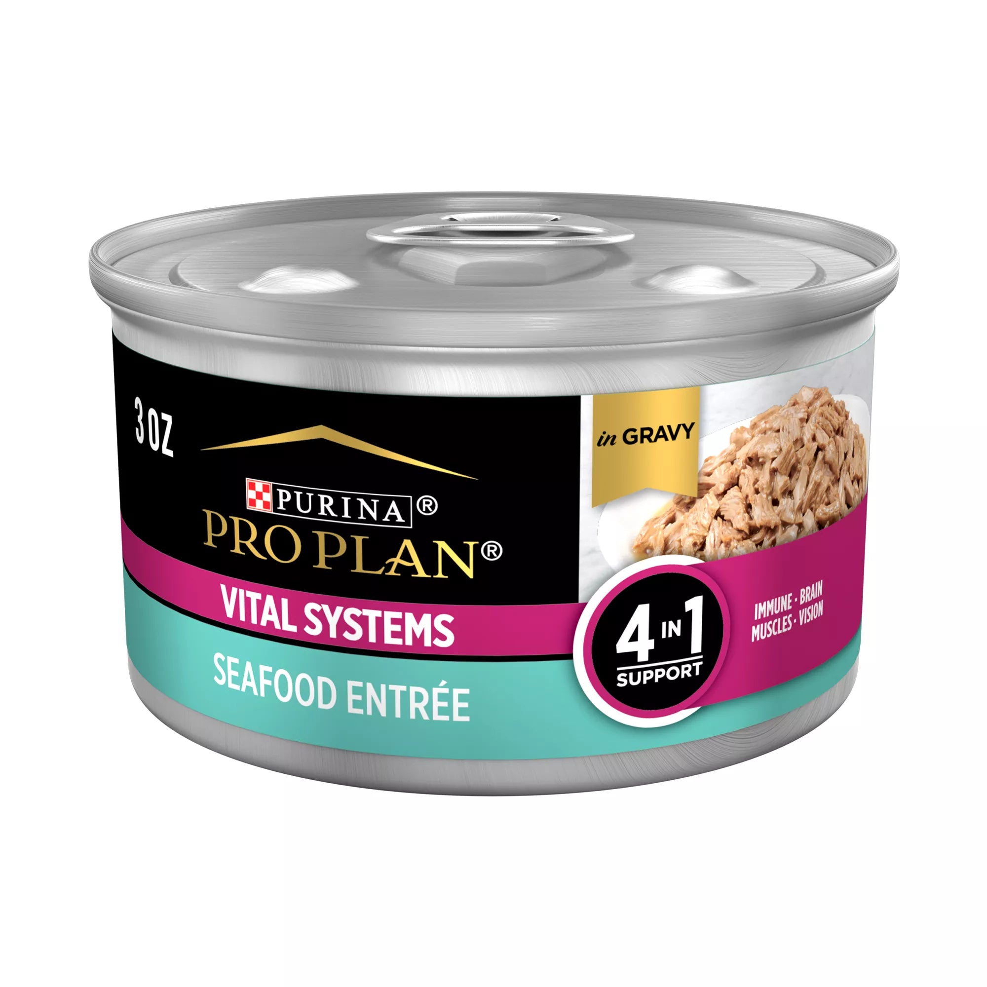 Purina Pro Plan Vital Systems Seafood Entree in Wet Pet Food in Gravy Adult Cat Food 3OZ