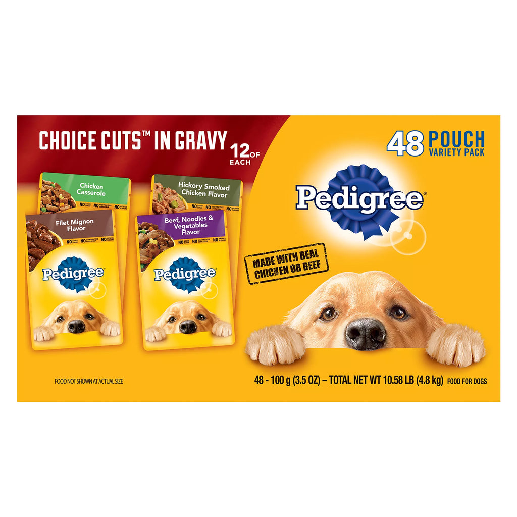 PEDIGREE Choice Cuts in Wet Pet Food in Gravy Adult Wet Dog Food - 3.5 Oz.,48 Count, Pet Food Variety Pack