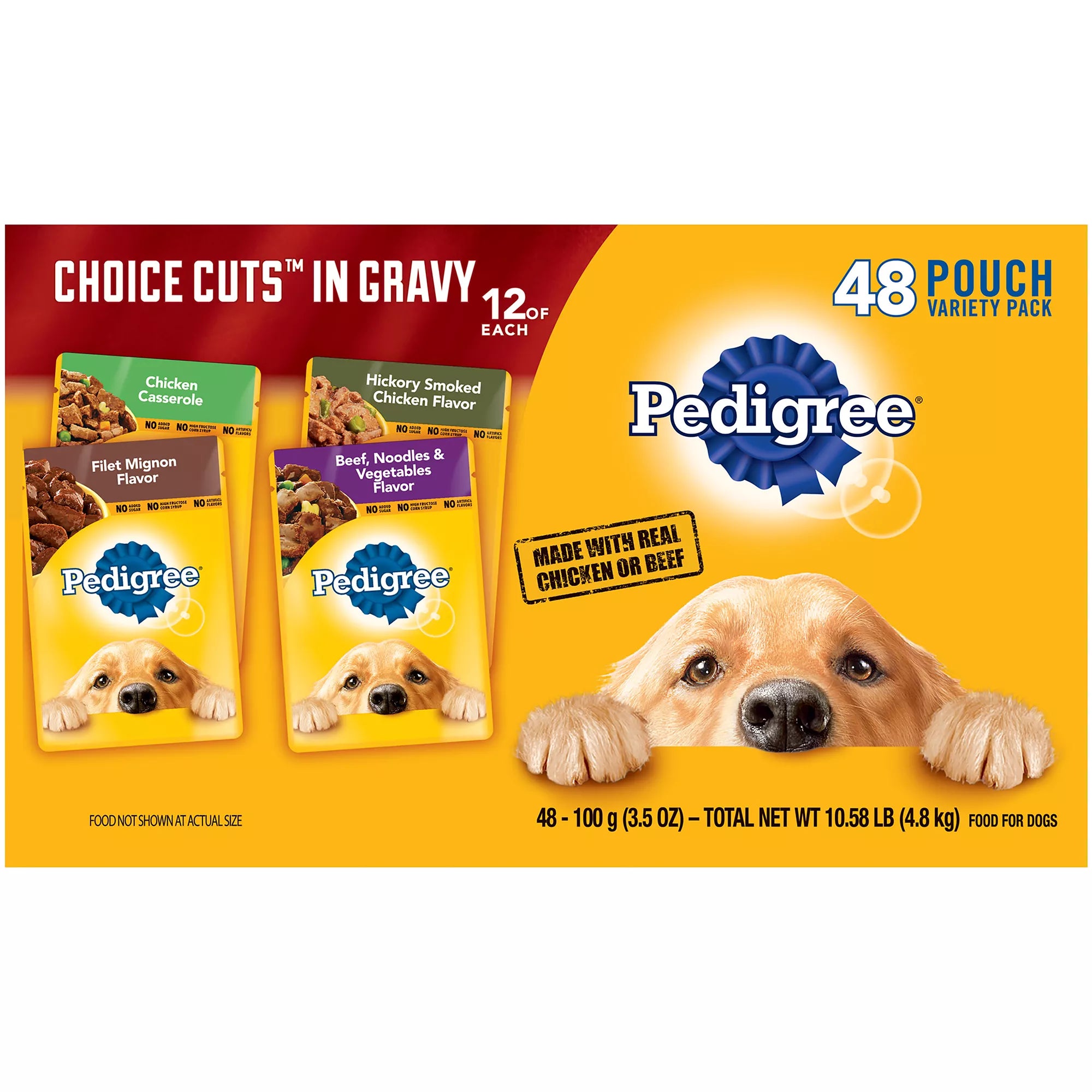 PEDIGREE Choice Cuts in Wet Pet Food in Gravy Adult Wet Dog Food - 3.5 Oz.,48 Count, Pet Food Variety Pack