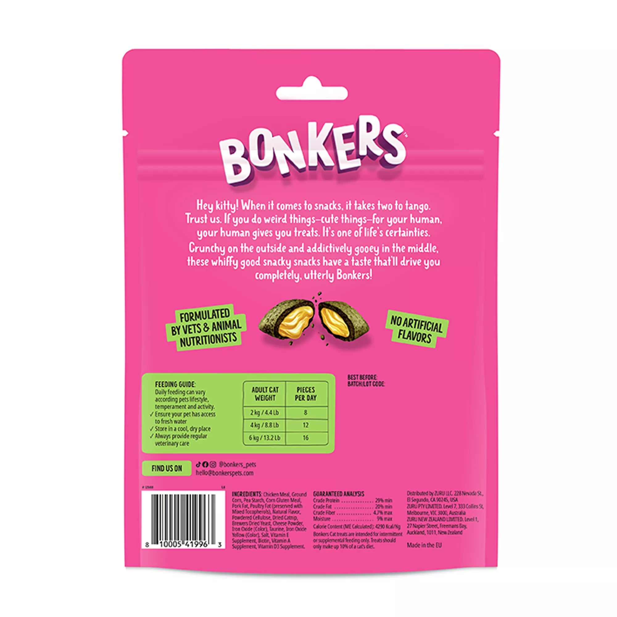 Bonkers Crunchy Cat Treats - Catnip, Chick 'N' Cheddar