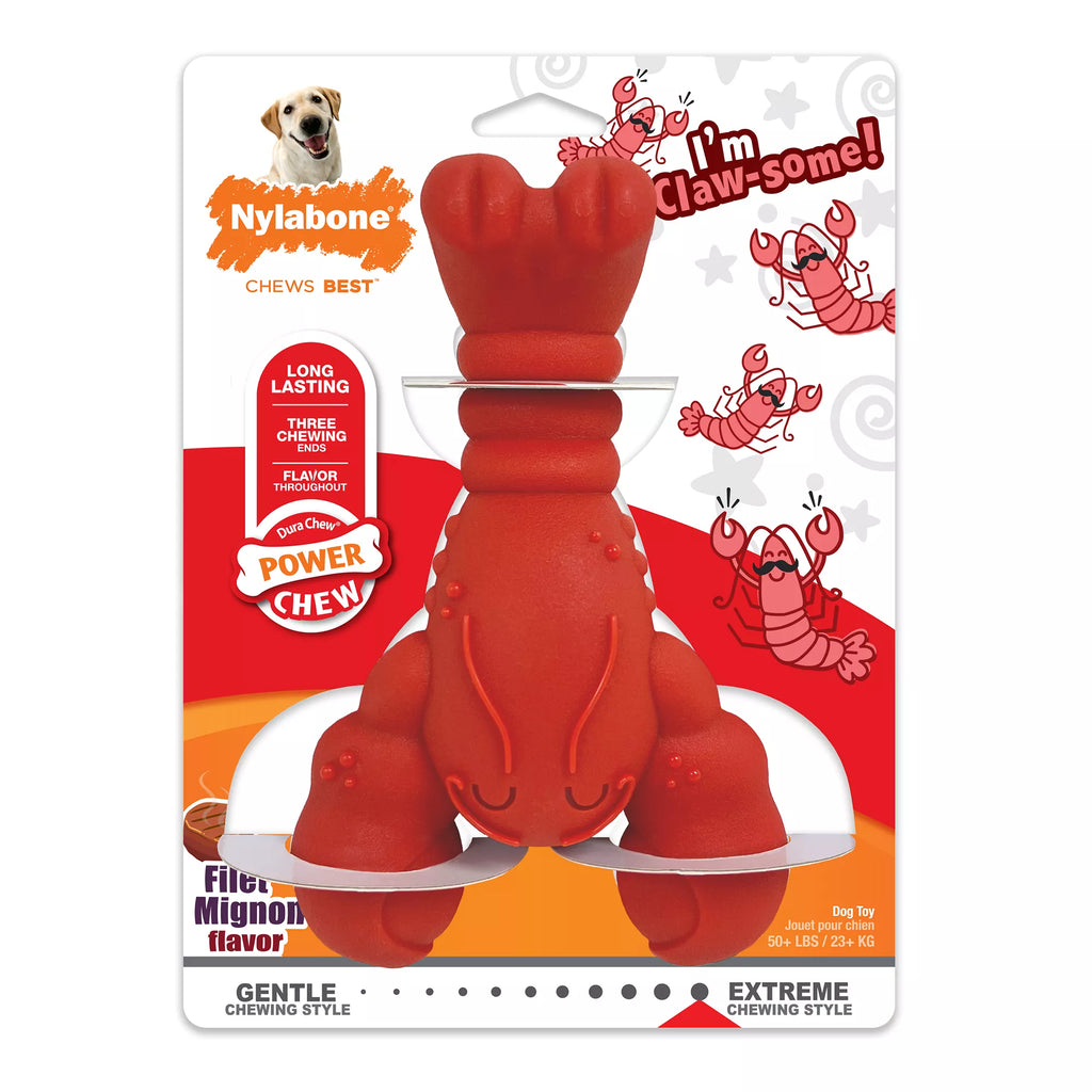 Nylabone Power Chew Lobster Dog Toy, Filet Mignon Flavor