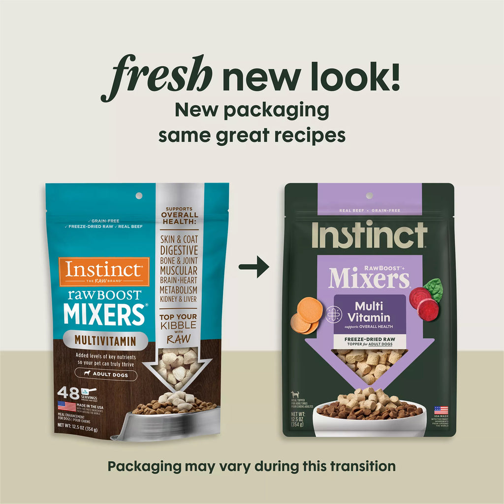 Instinct Raw Boost Mixers Multivitamin Freeze-Dried Adult Dog Food Topper - Raw, Grain-Free Pet Food, Beef