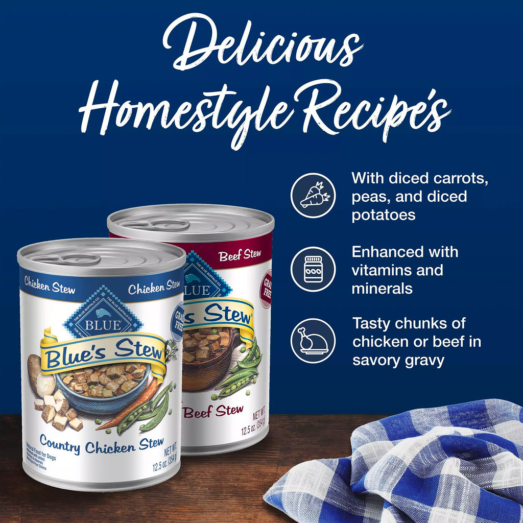 Blue Buffalo Blue's Stew Pet Food Variety Pack Adult Dog Wet Food - Chicken & Beef, 12.5 oz, 6 Count