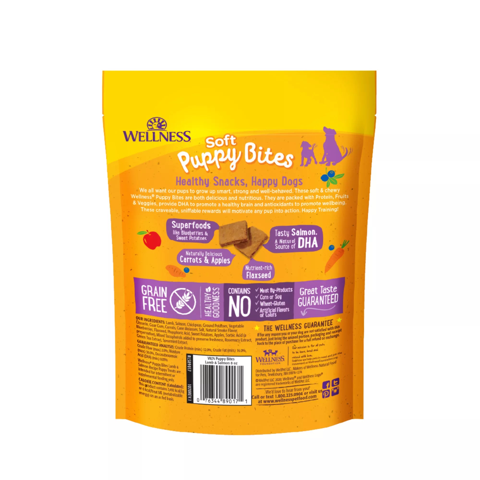 Wellness Soft Puppy Bites Dog Treats - Natural Pet Food, Lamb & Salmon