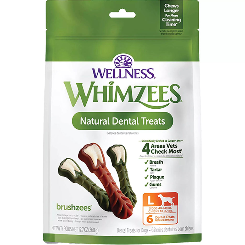 Whimzees Brushzees Large Dog Dental Treats - Vegetable
