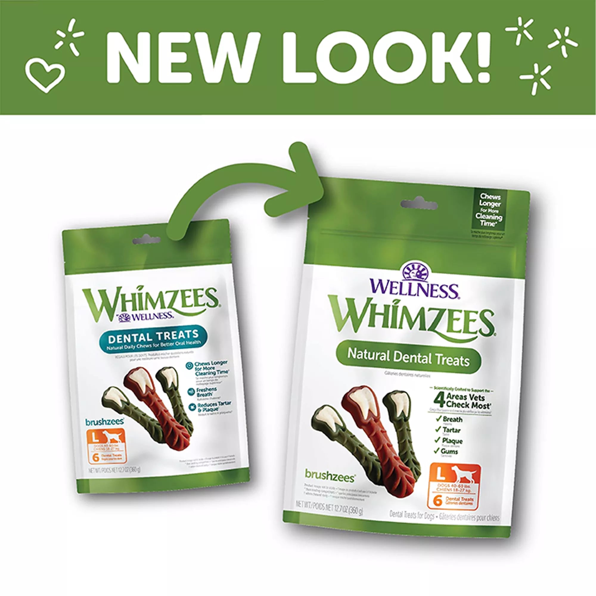 Whimzees Brushzees Large Dog Dental Treats - Vegetable