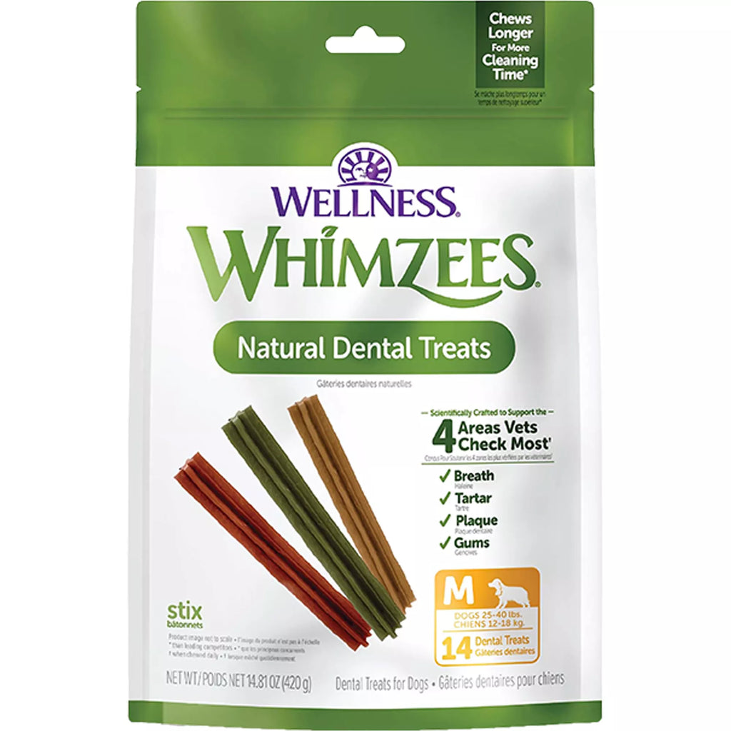 Whimzees Stix Medium Dog Dental Treats - Vegetable