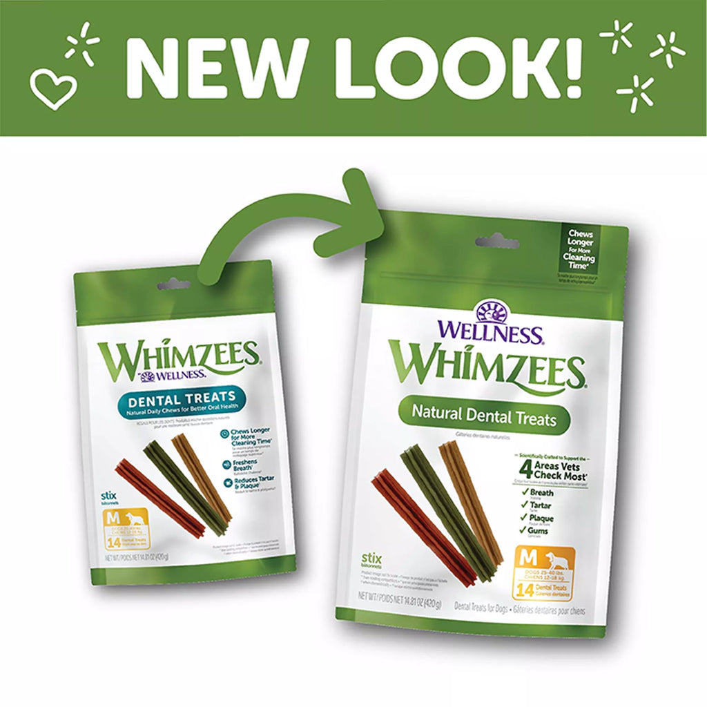 Whimzees Stix Medium Dog Dental Treats - Vegetable