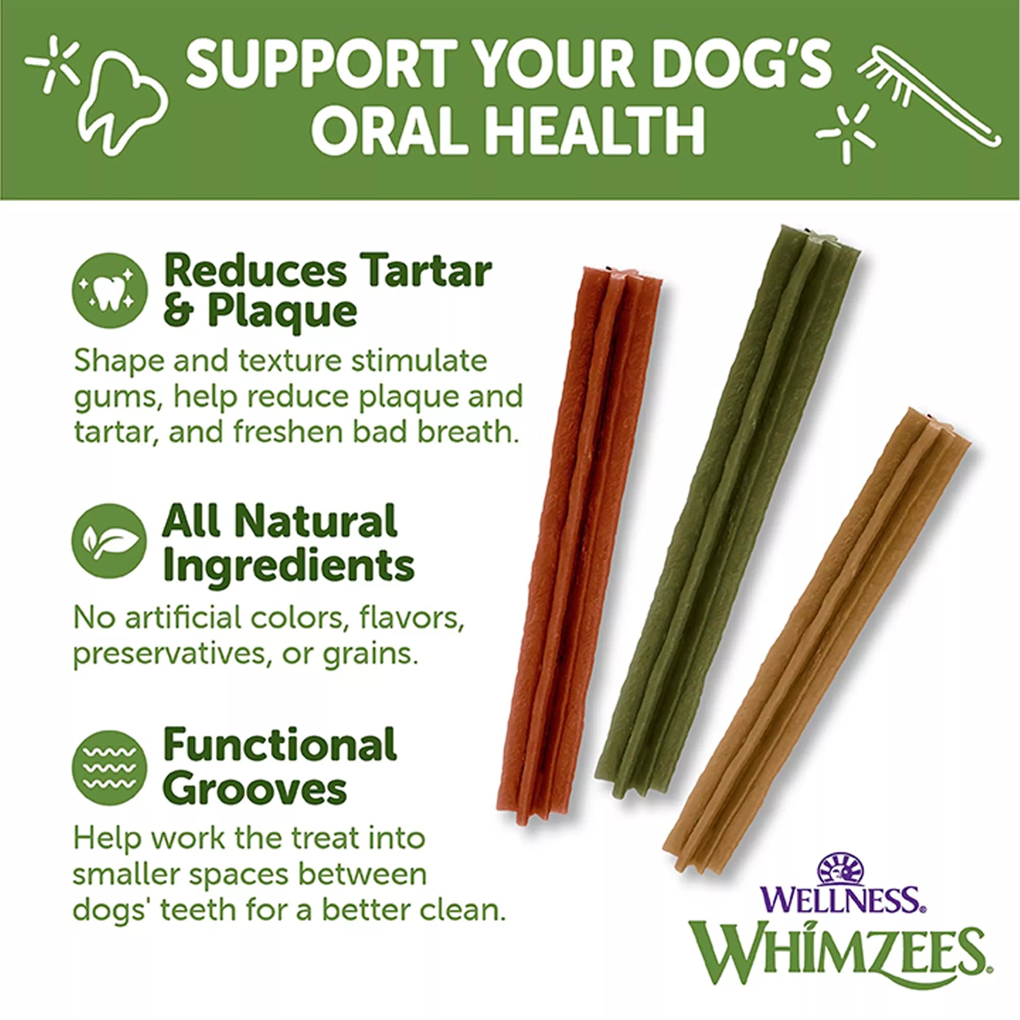 Whimzees Stix Medium Dog Dental Treats - Vegetable