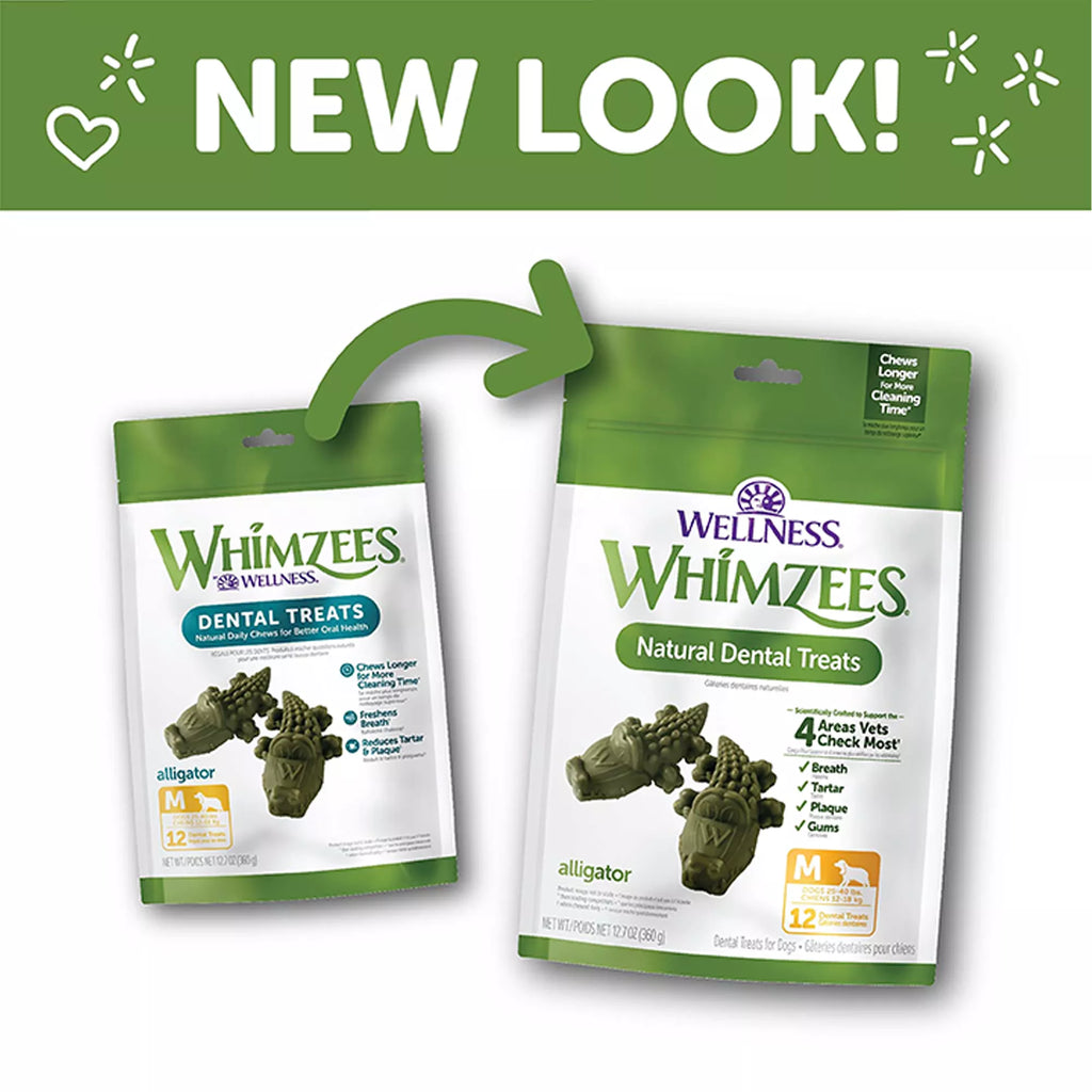Whimzees Alligator Medium Dog Dental Treats - Vegetable