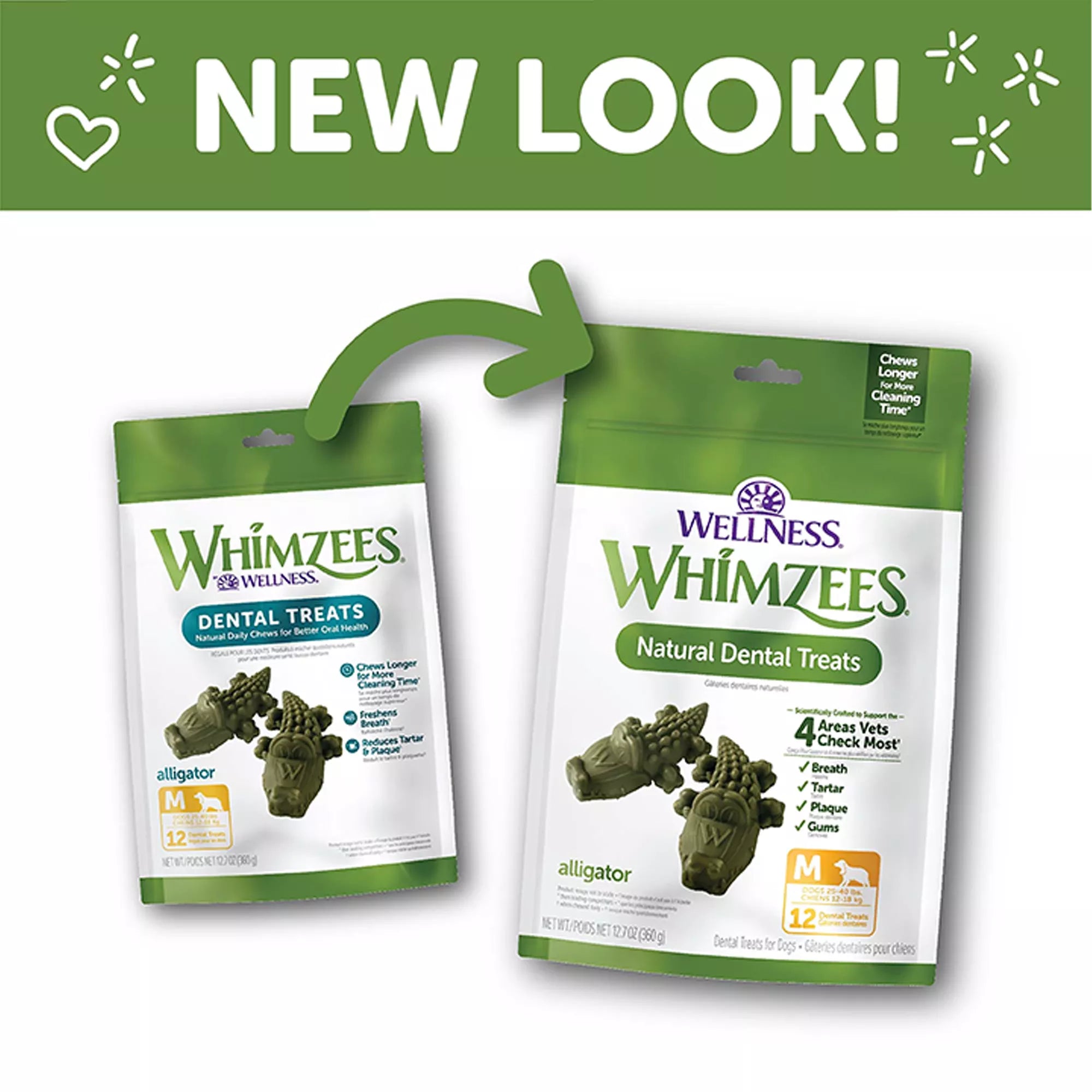 Whimzees Alligator Medium Dog Dental Treats - Vegetable