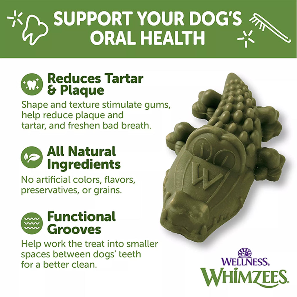 Whimzees Alligator Medium Dog Dental Treats - Vegetable