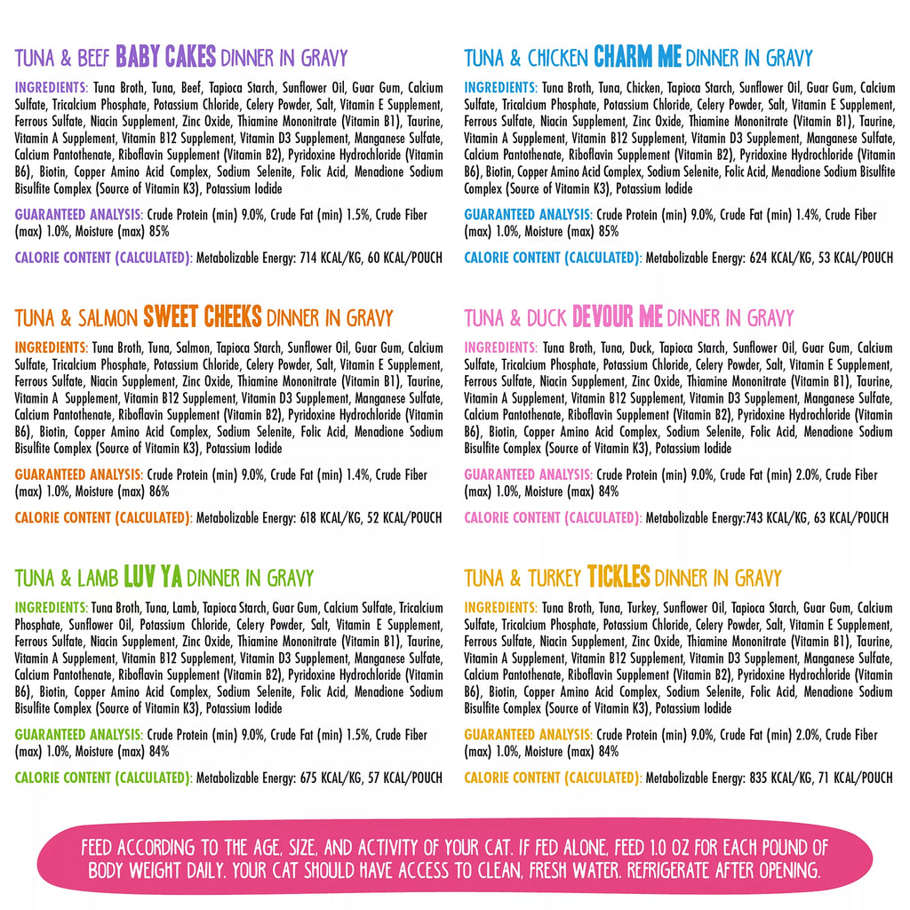 B.F.F. OMG Wet Pet Food in Gravy! For Tuna Lovers Rainbow A Gogo Wet Cat Food - Pet Food Variety Pack, 12ct