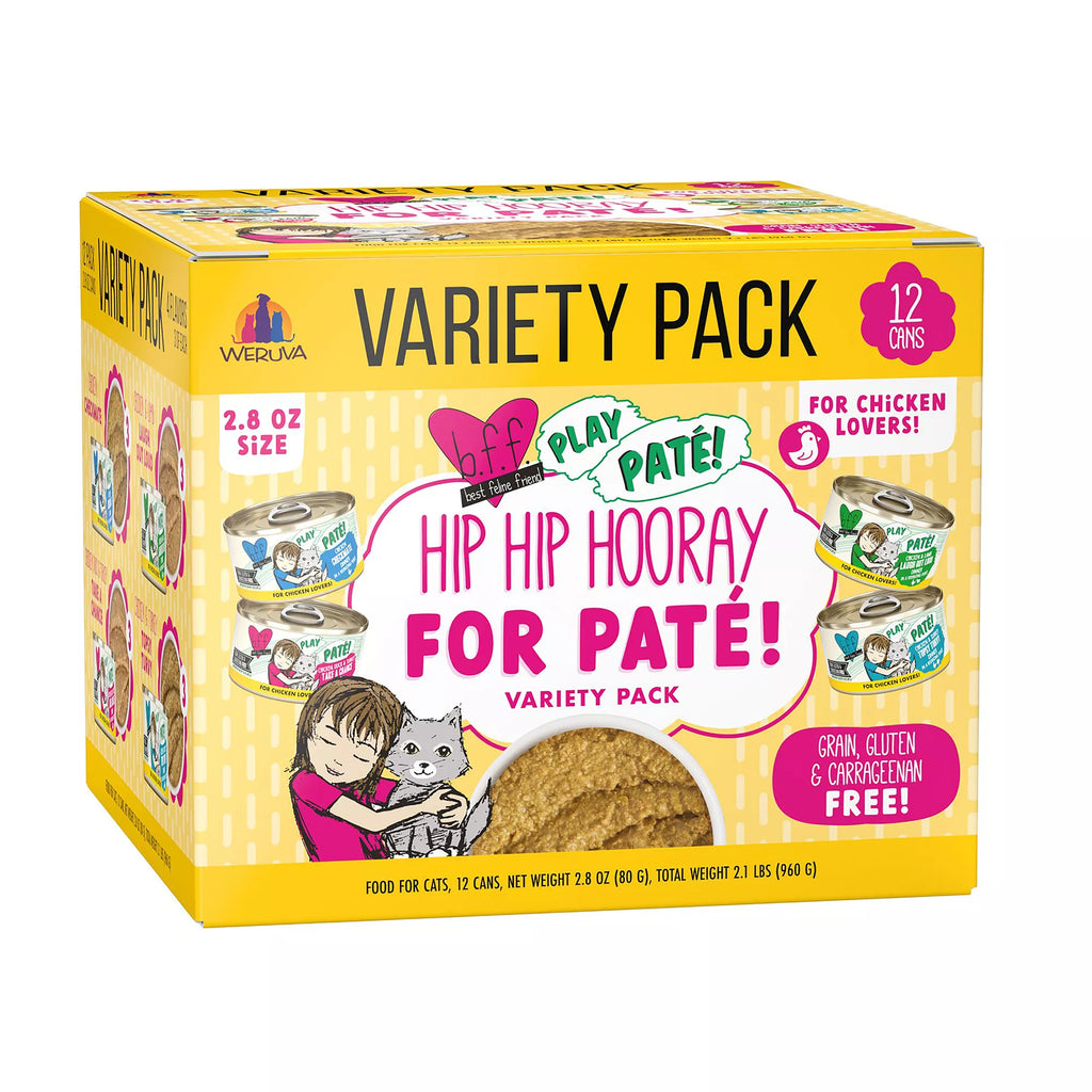 B.F.F. PLAY Pate! For Chicken Lovers Hip Hip Hooray For Pate! Wet Cat Food - Pet Food Variety Pack, 12ct