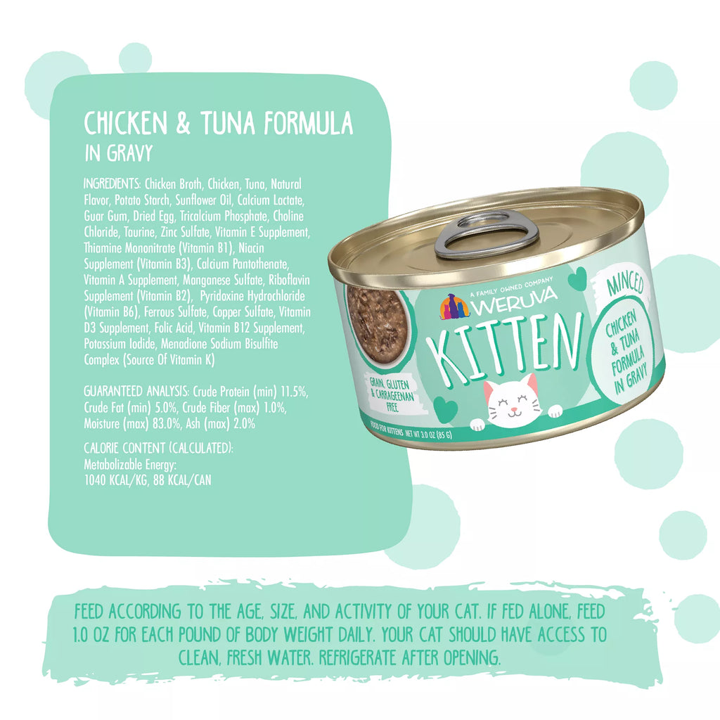 Weruva Kitten Wet Cat Food - 3 oz, Minced in Wet Pet Food in Gravy