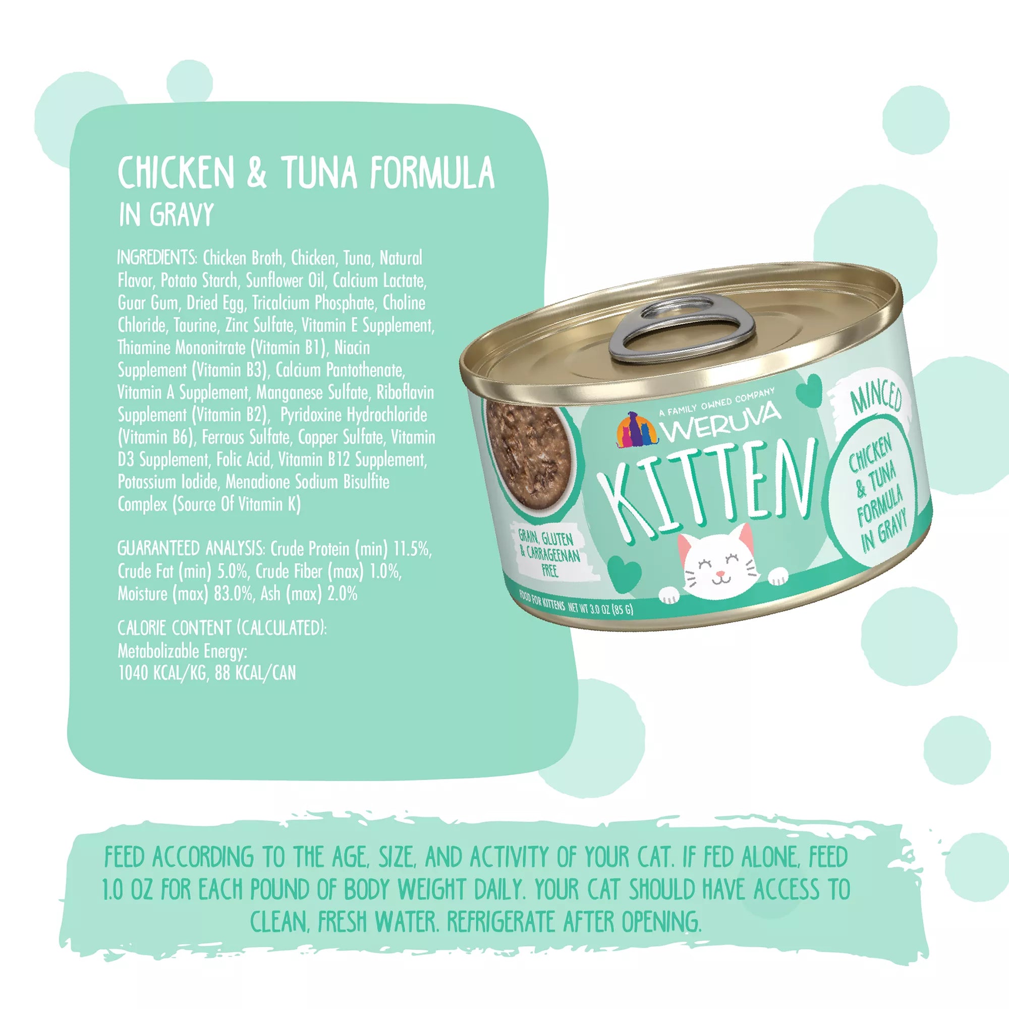 Weruva Kitten Wet Cat Food - 3 oz, Minced in Wet Pet Food in Gravy