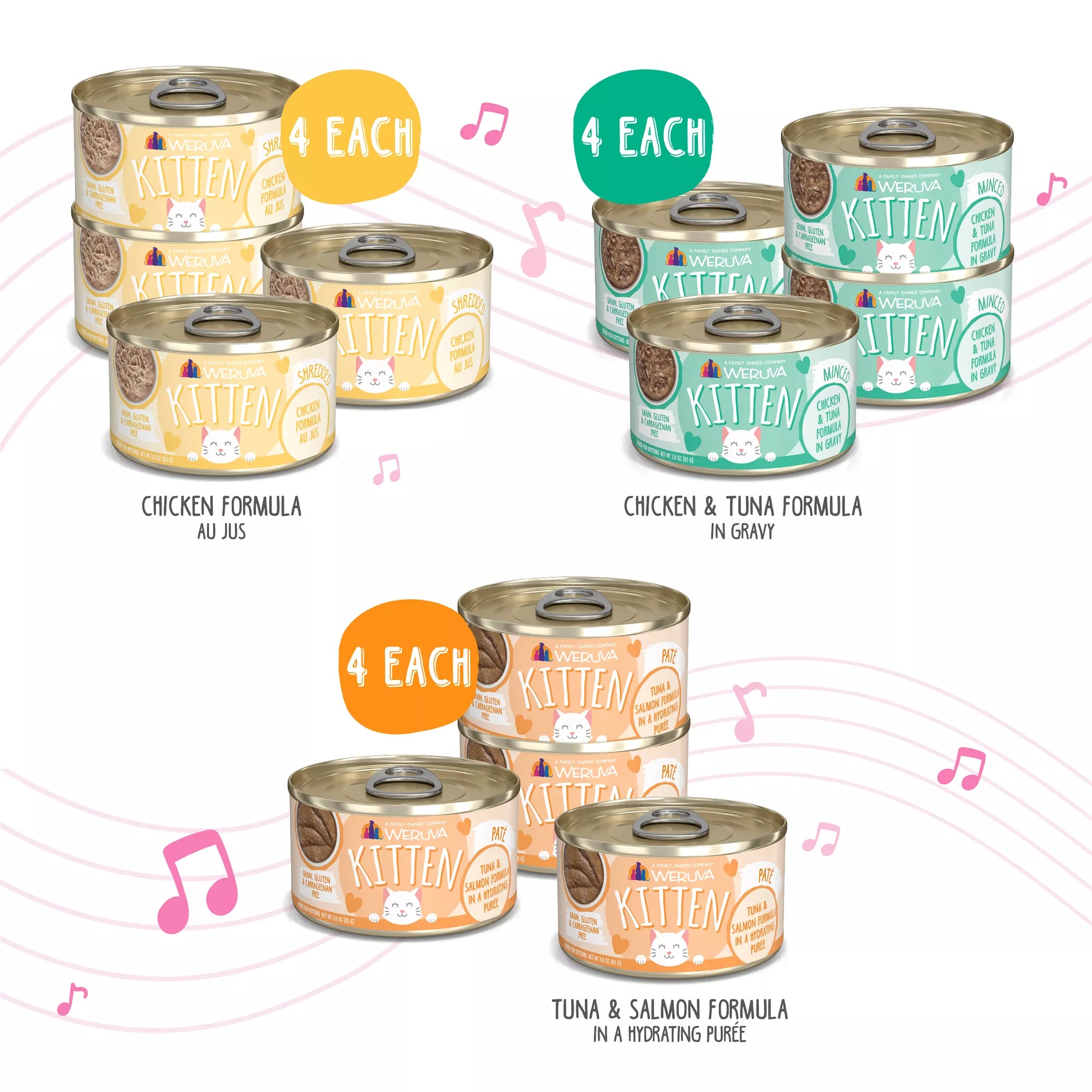 Weruva Kitten Can Jam! Wet Cat Food - Pet Food Variety Pack, 12ct