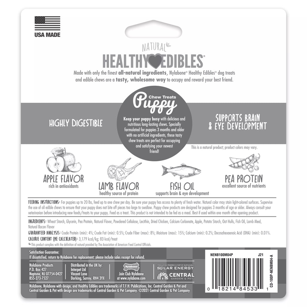 Nylabone Healthy Edibles Puppy Chew Dog Treats - Lamb & Apple