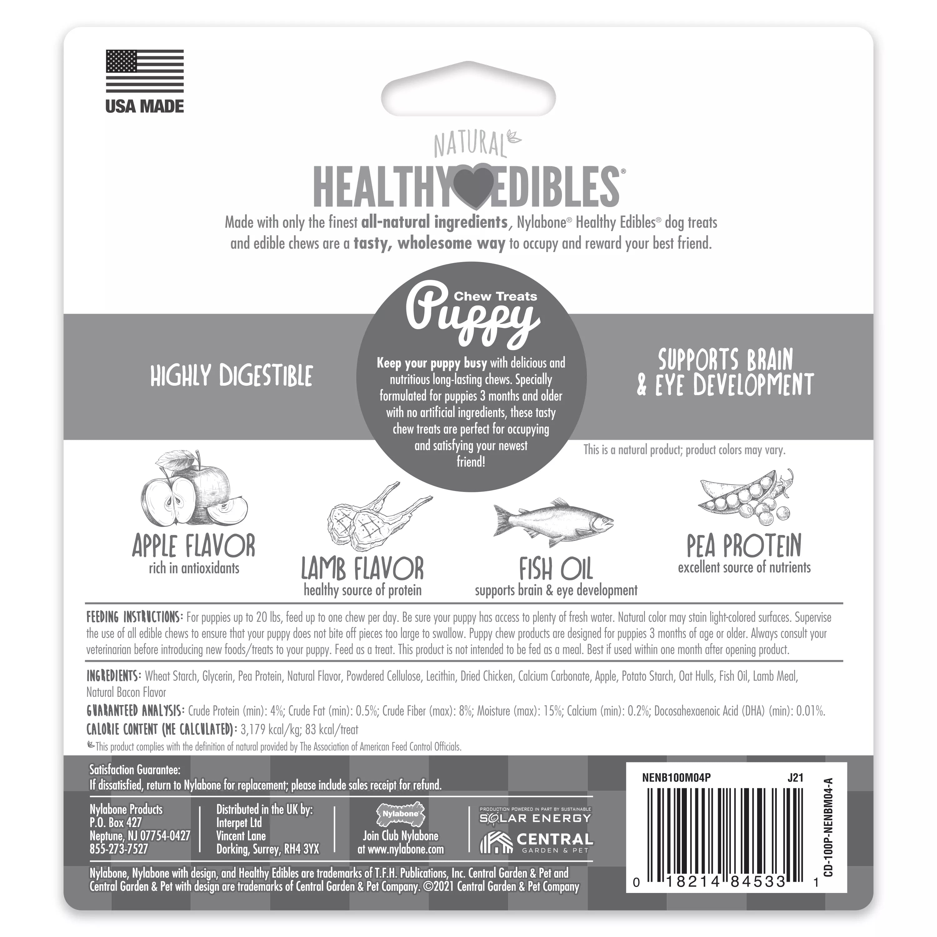Nylabone Healthy Edibles Puppy Chew Dog Treats - Lamb & Apple