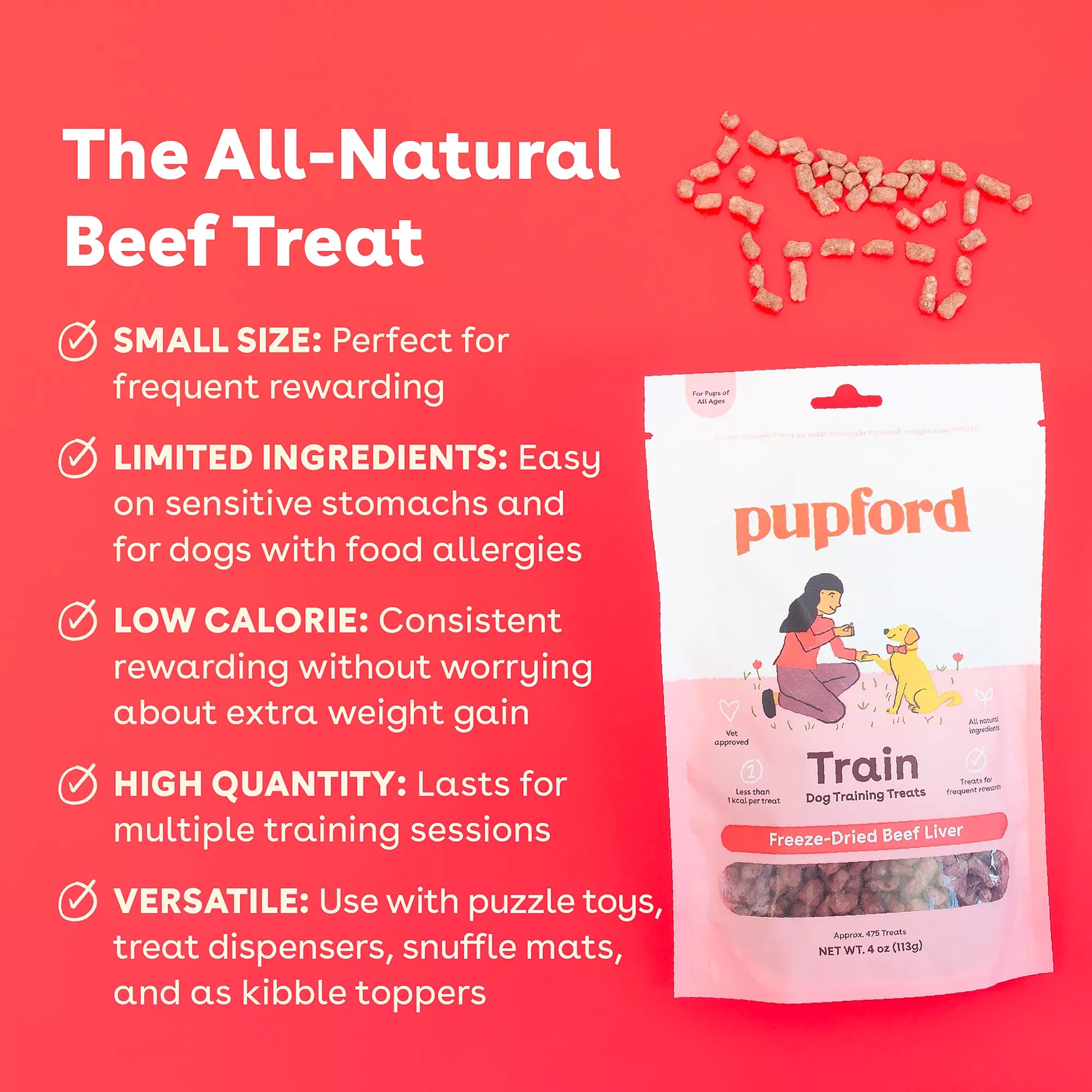 Pupford Freeze-Dried Dog Training Treat - Beef