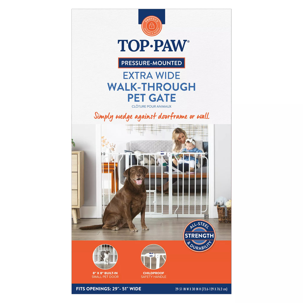 Top Paw Extra-Wide Walk-Through Pet Gate