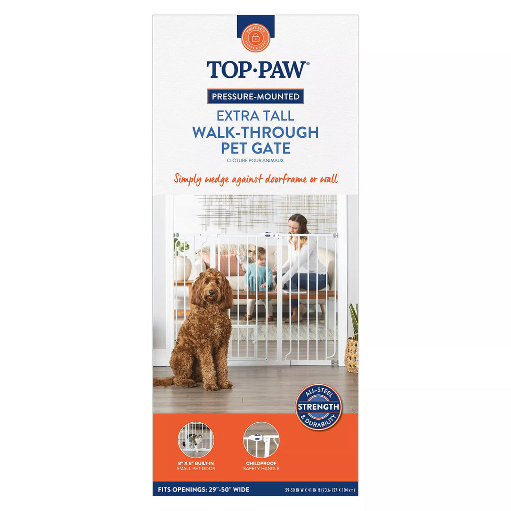 Top Paw Extra-Tall Walk-Through Pet Gate