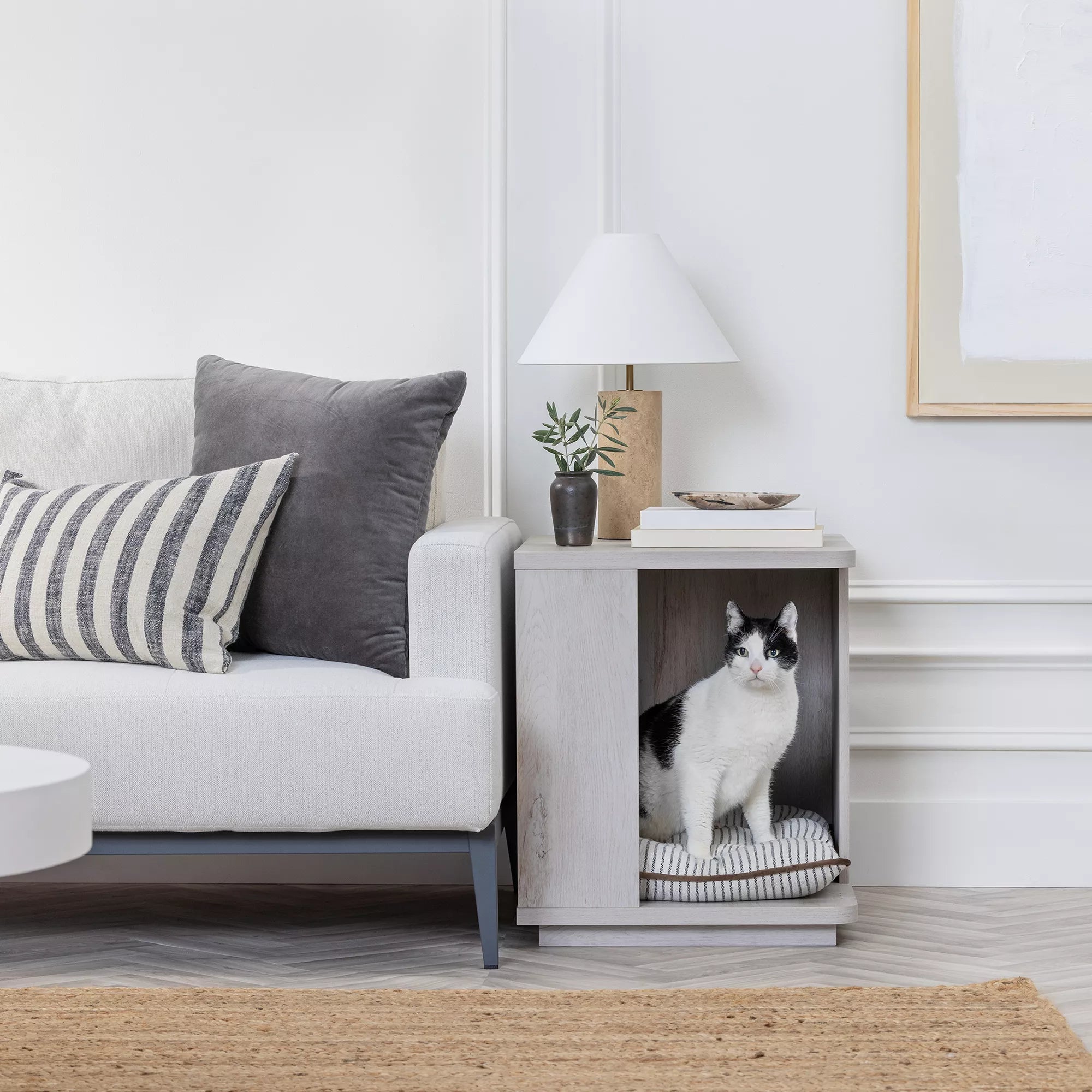 Nate & Jeremiah Chestnut Wood Finish Side Table Pet Home